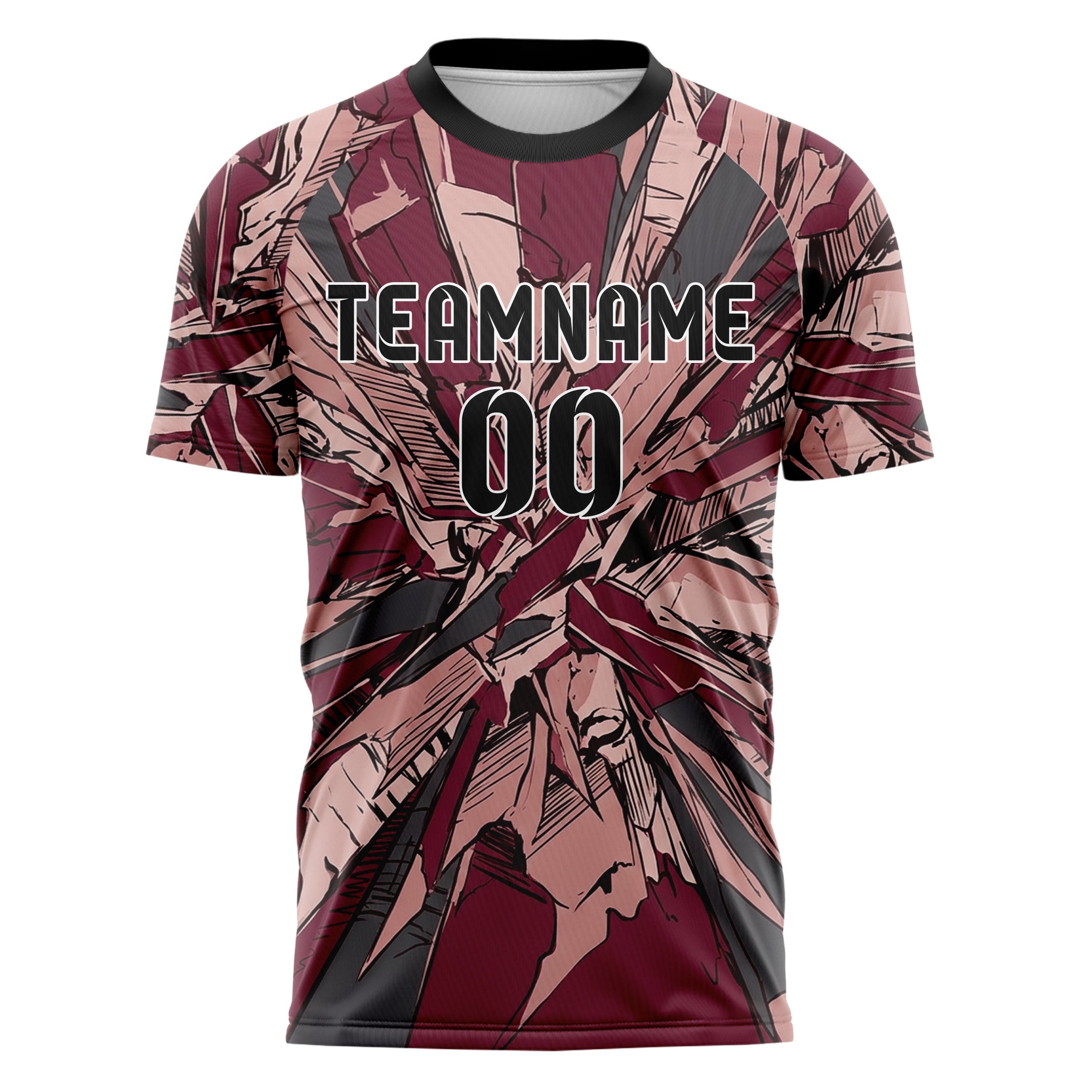 Burgundy Blush Charcoal Oil Impasto Shards Custom Soccer Jersey