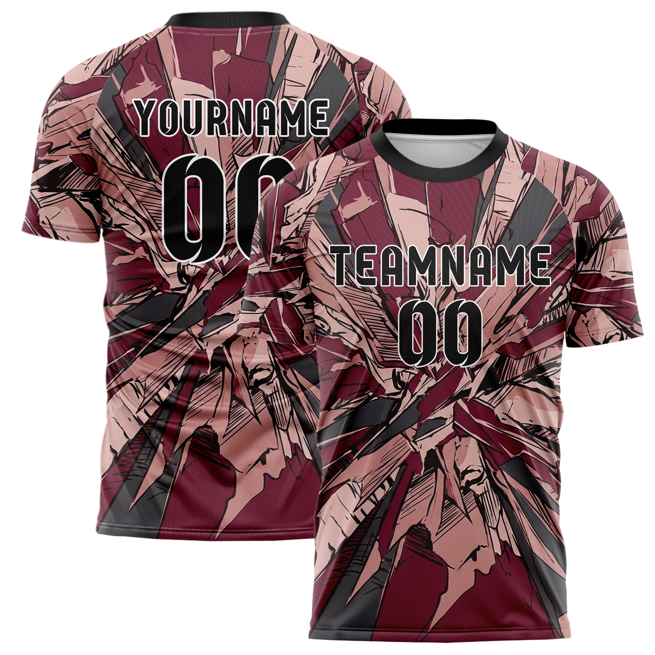 Burgundy Blush Charcoal Oil Impasto Shards Custom Soccer Jersey