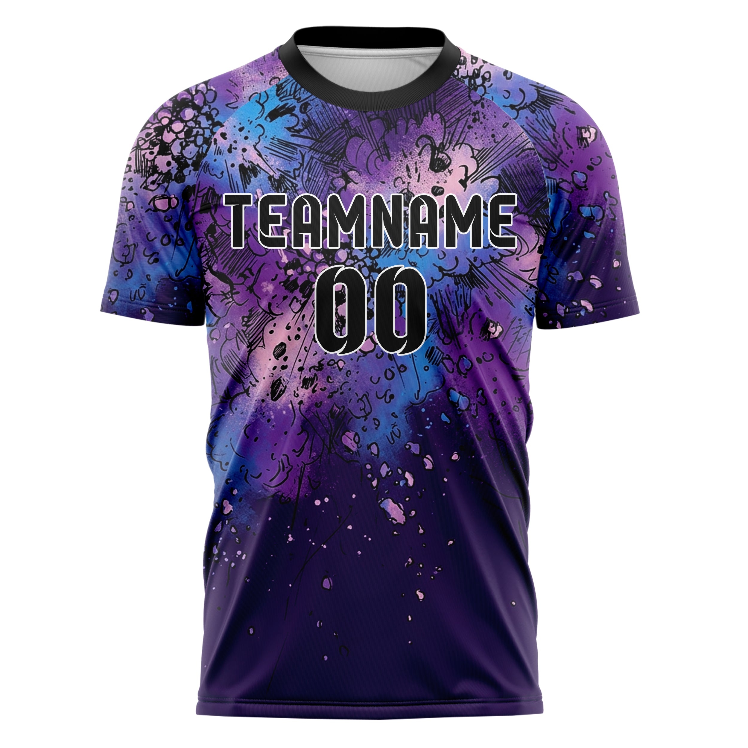 Violet Blue Pink Gradient Nebula Pigment Cloud Custom Soccer Jersey