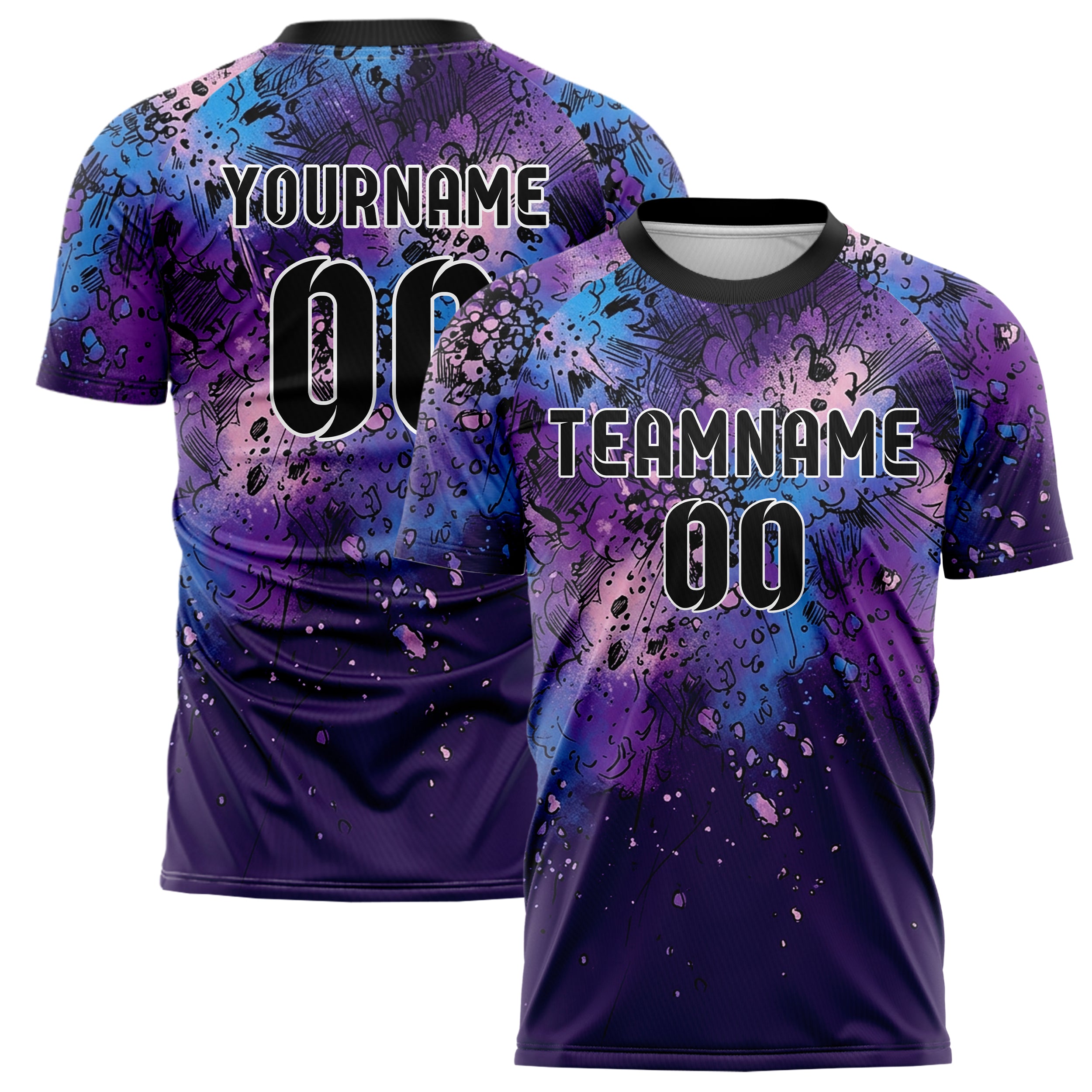 Violet Blue Pink Gradient Nebula Pigment Cloud Custom Soccer Jersey