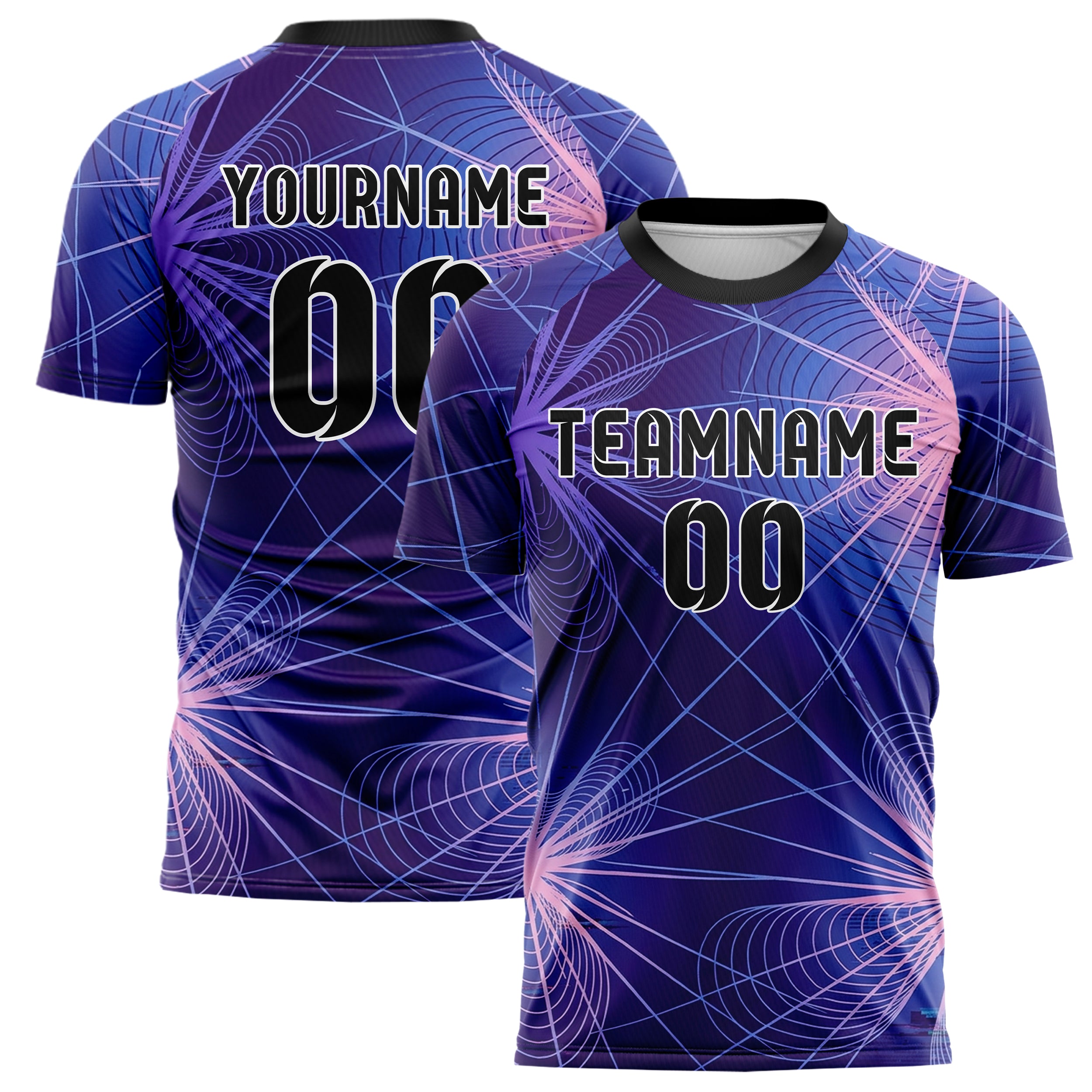 Violet Blue Pink Gradient Gallery Line Sculpture Custom Soccer Jersey