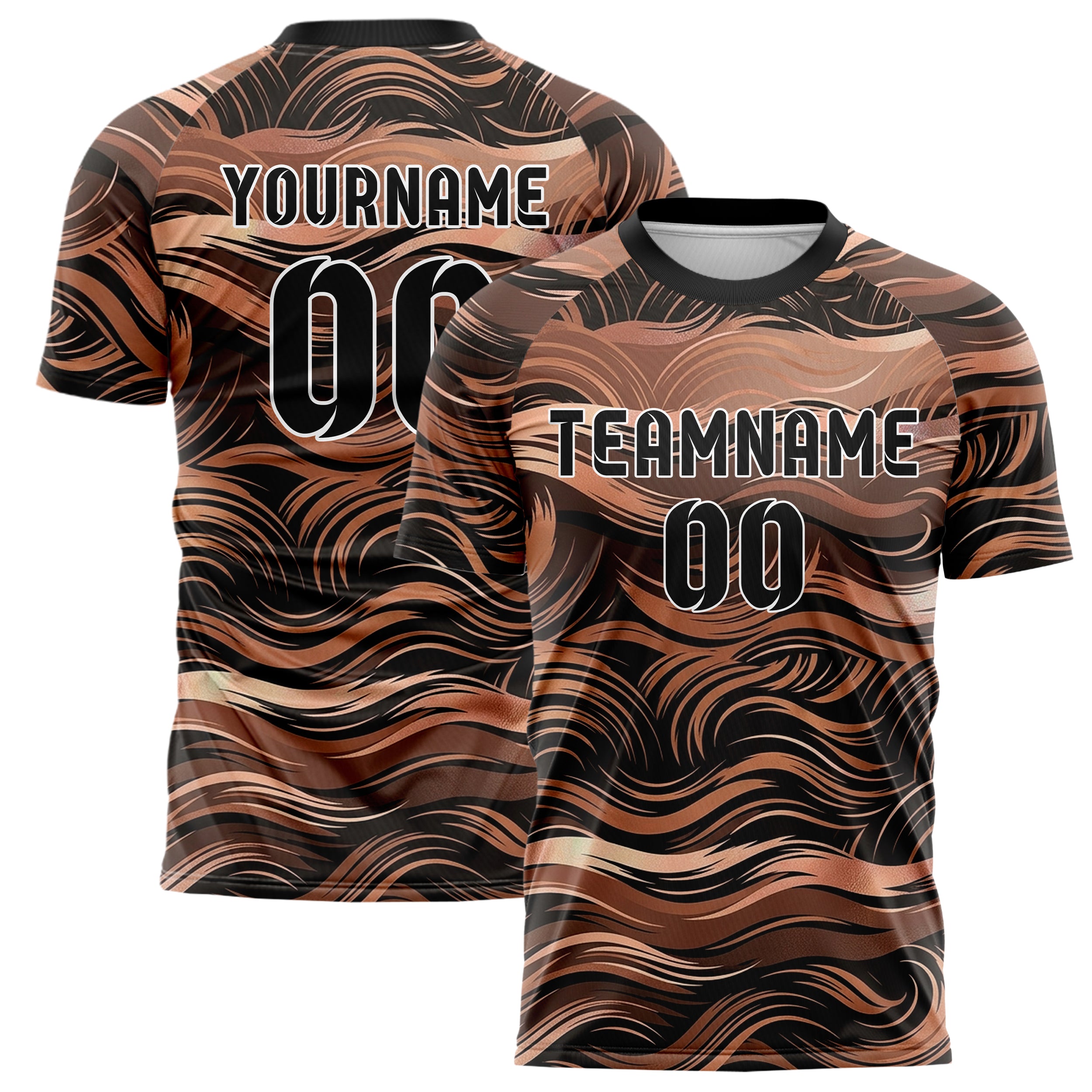 Copper Rose Gold Black Tidal Brush Vectors Custom Soccer Jersey