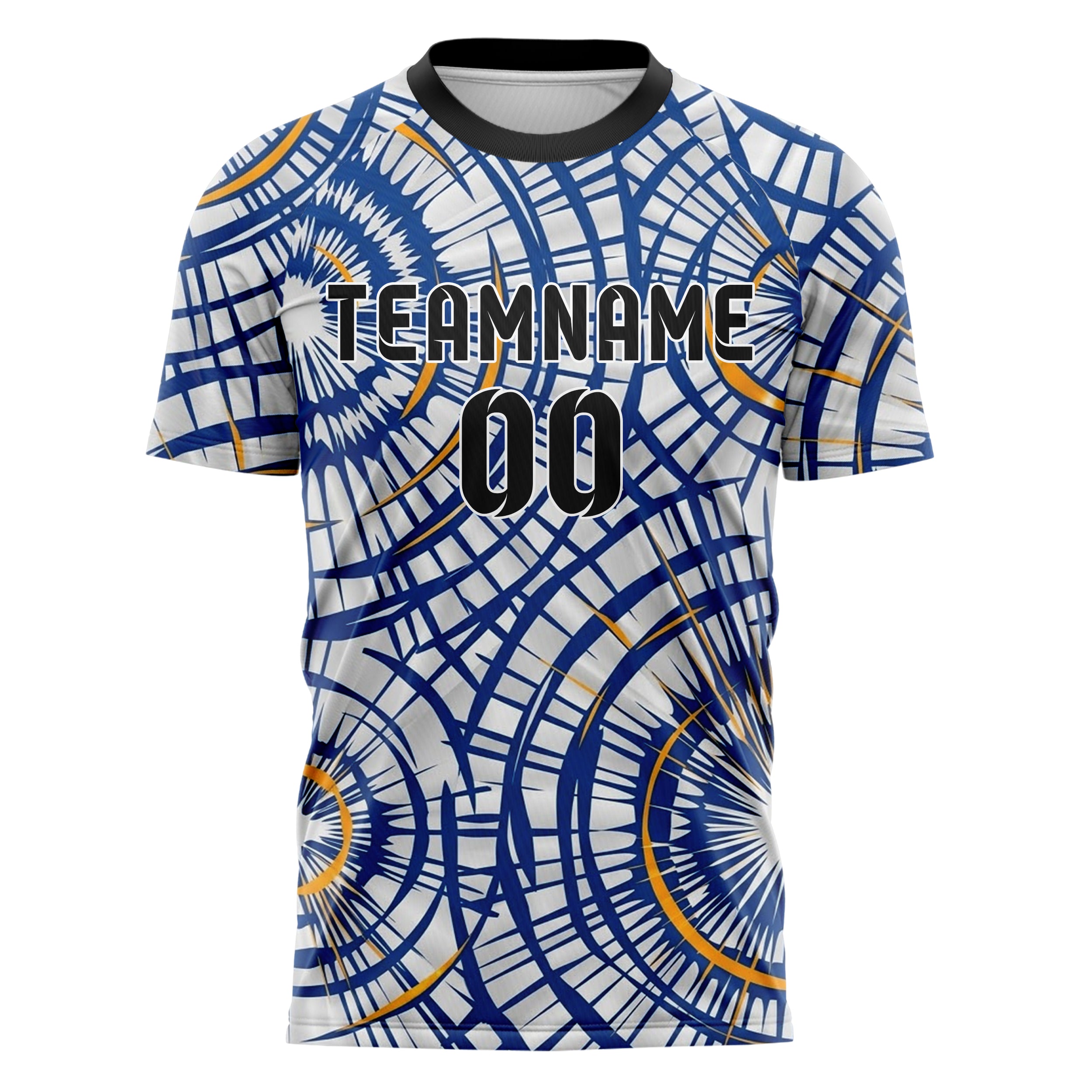White Cobalt Amber Tiedye Interference Rings Custom Soccer Jersey