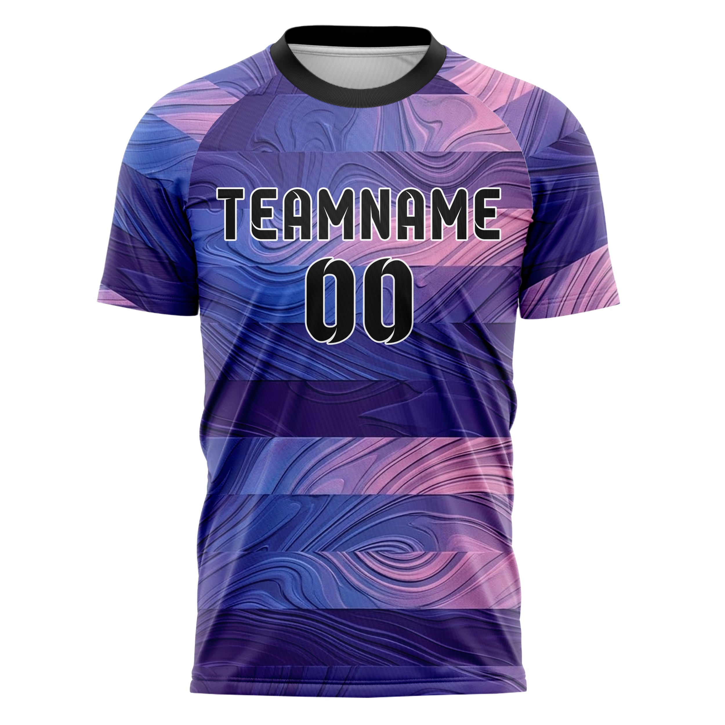 Violet Blue Pink Gradient Marbled Fluid Contour Custom Soccer Jersey
