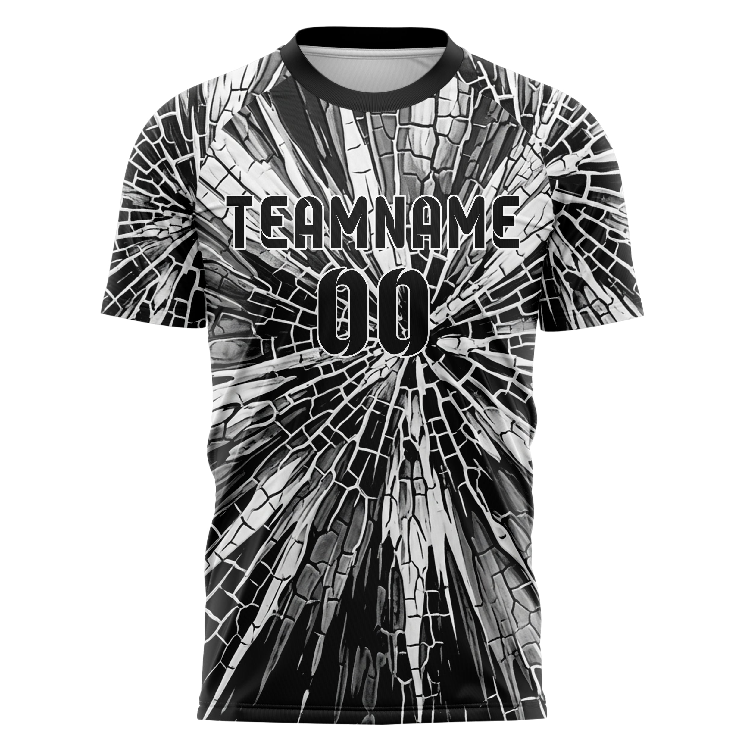 Black White Grey Ceramic Glaze Crackle Custom Soccer Jersey