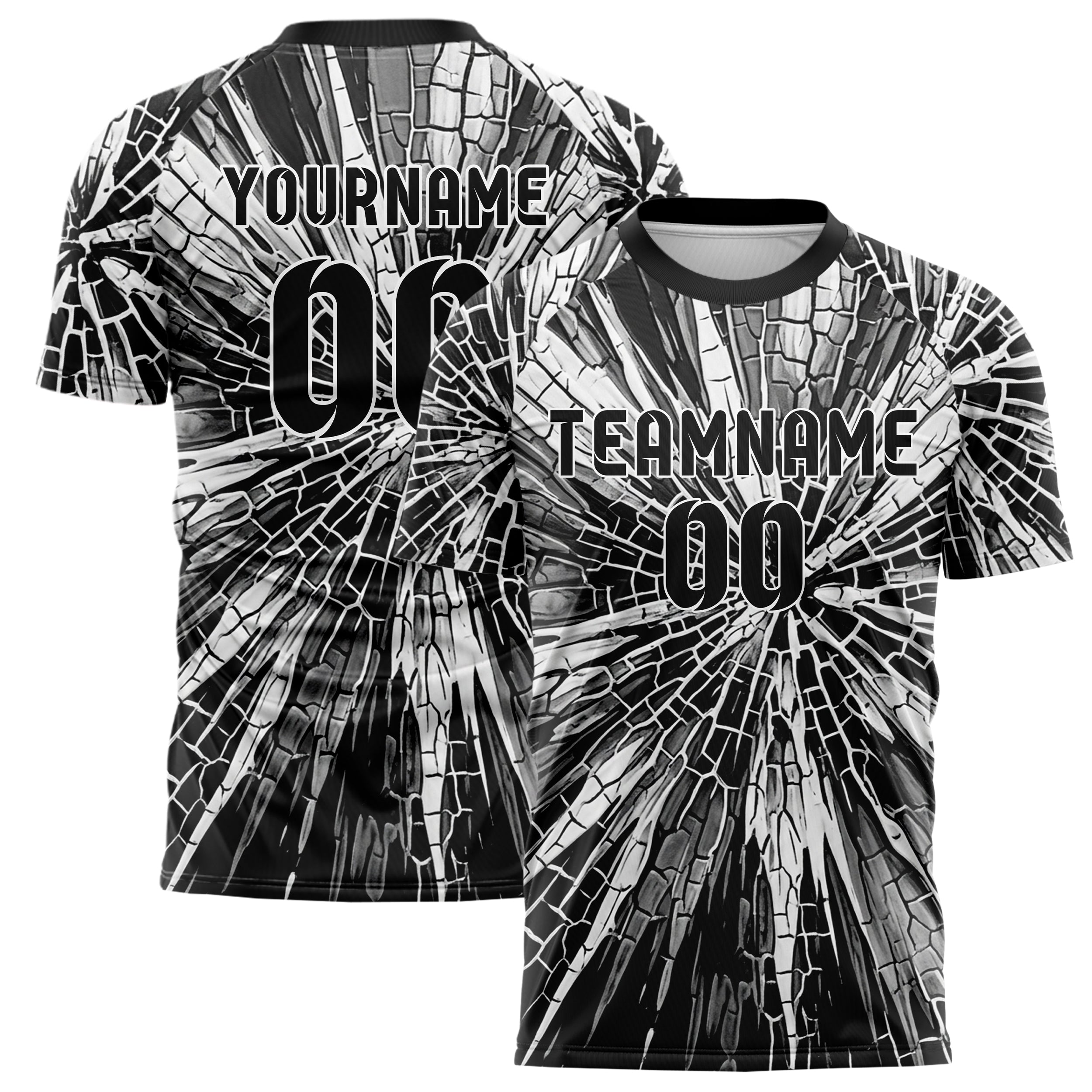Black White Grey Ceramic Glaze Crackle Custom Soccer Jersey