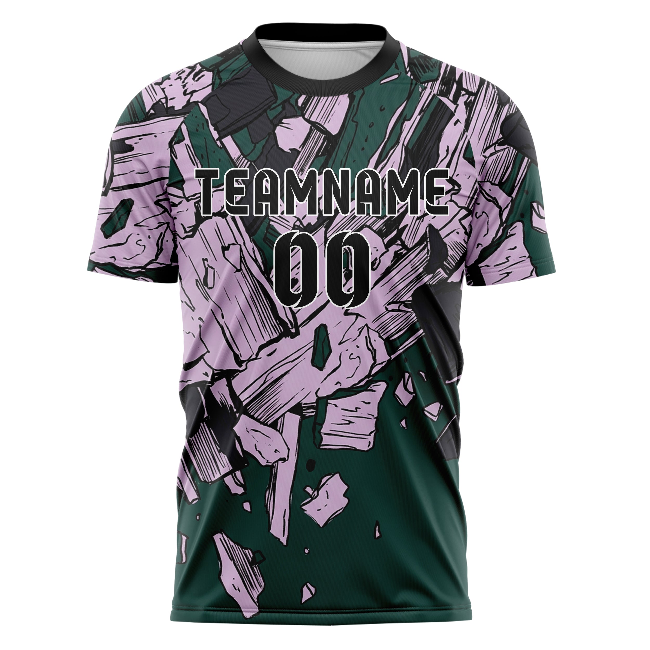 Emerald Lilac Black Oil Impasto Shards Custom Soccer Jersey