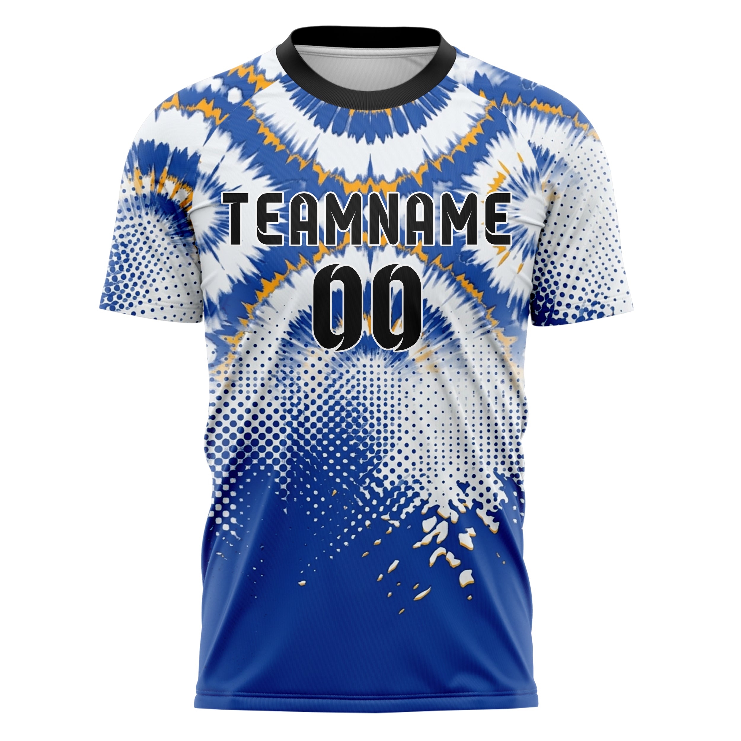 White Cobalt Amber Tiedye Interference Rings Custom Soccer Jersey