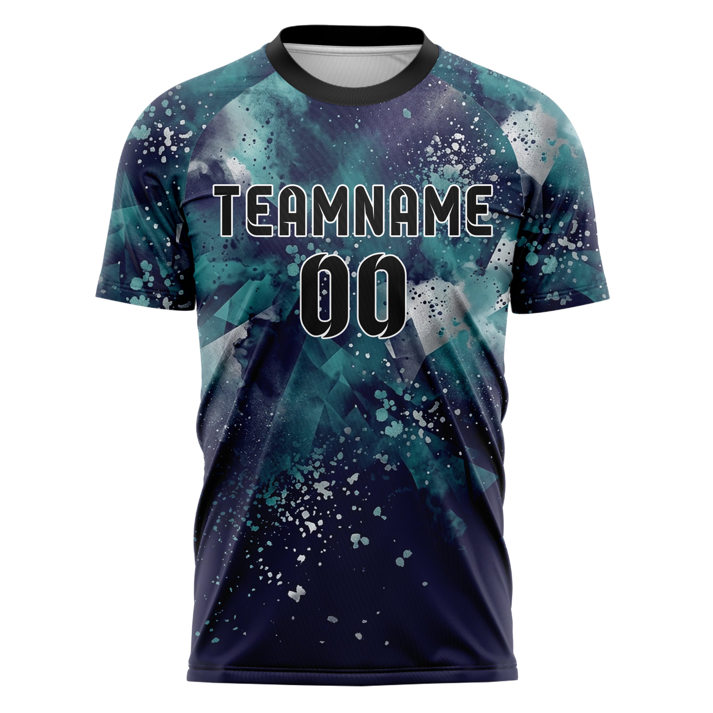 Teal Indigo Silver Nebula Pigment Cloud Custom Soccer Jersey