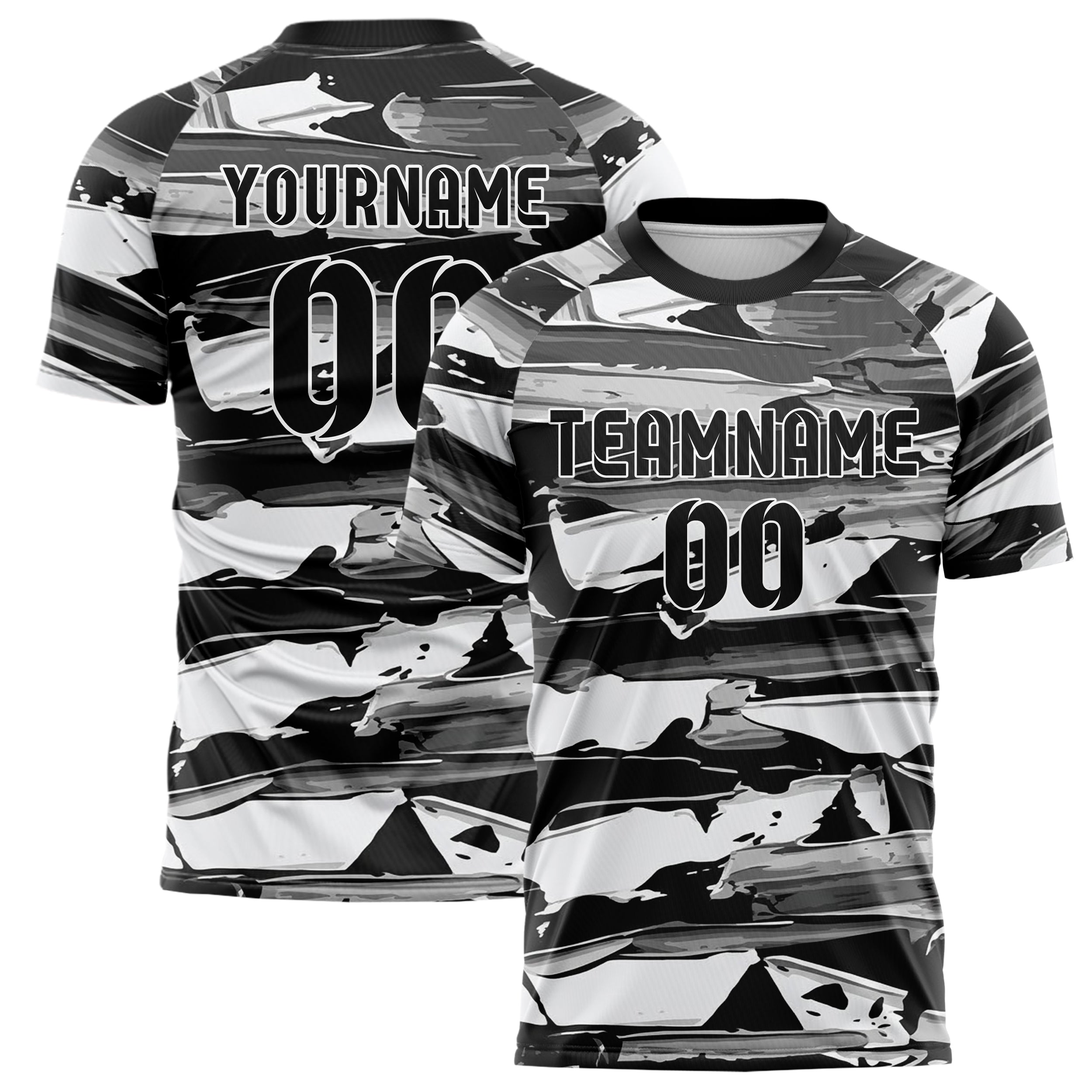 Black White Grey Oil Impasto Shards Custom Soccer Jersey