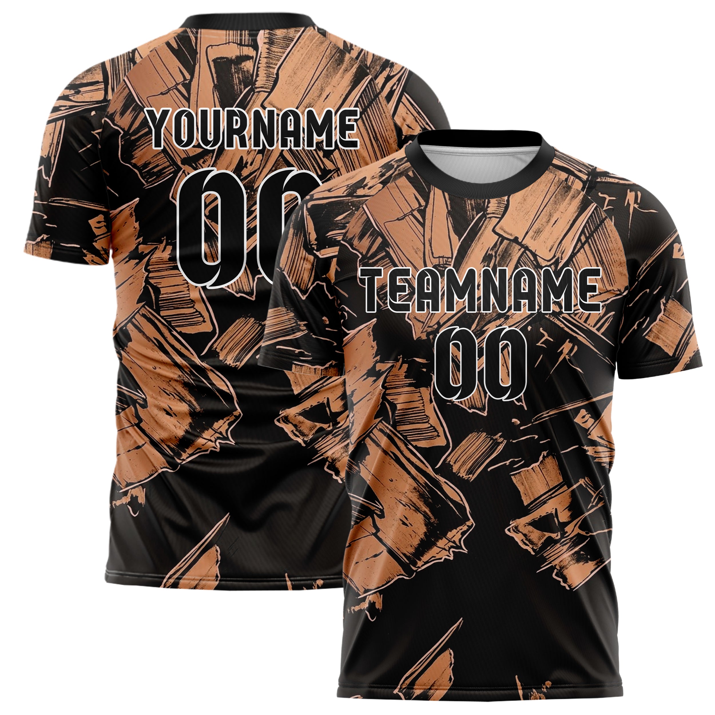 Copper Rose Gold Black Oil Impasto Shards Custom Soccer Jersey