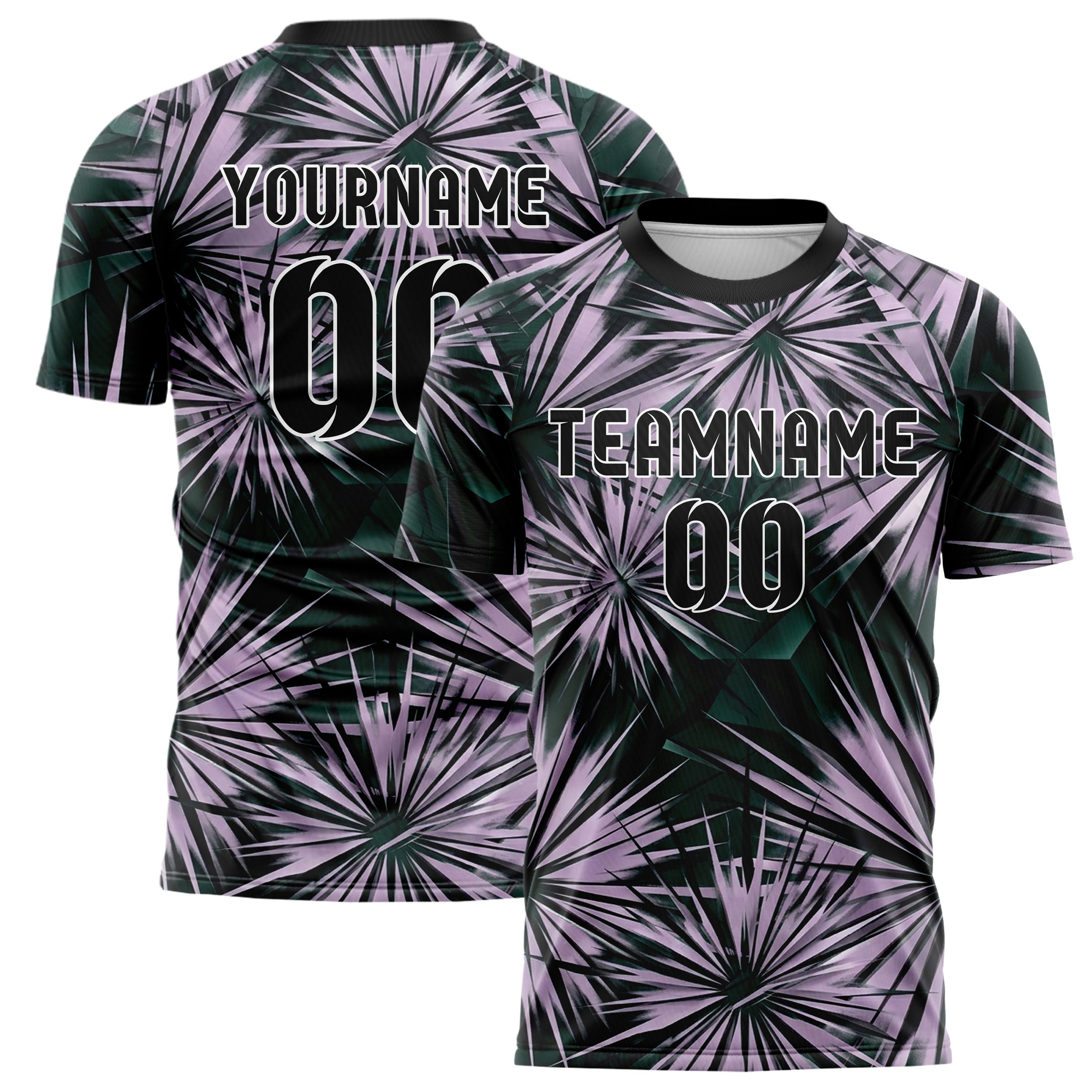 Emerald Lilac Black Ink Wash Fracture Custom Soccer Jersey