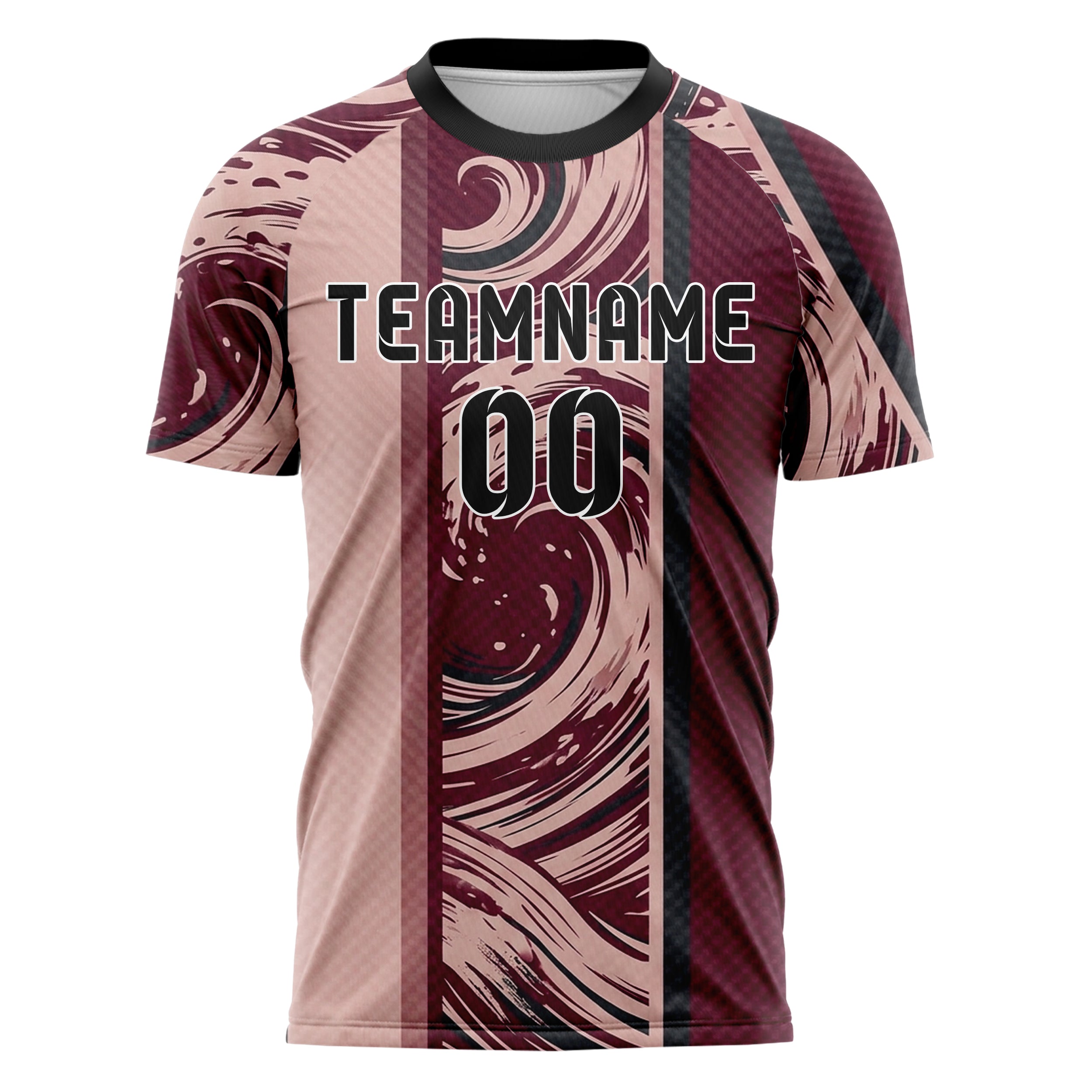 Burgundy Blush Charcoal Tidal Brush Vectors Custom Soccer Jersey