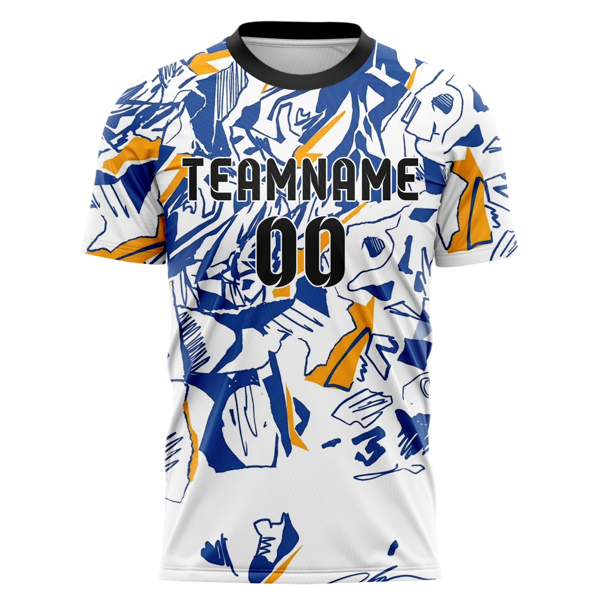 White Cobalt Amber Collage Paper Rupture Custom Soccer Jersey