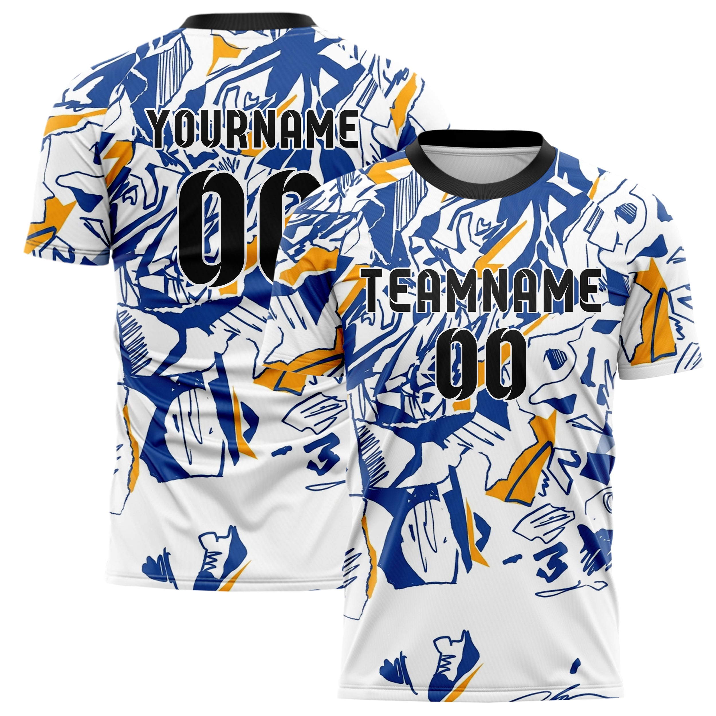 White Cobalt Amber Collage Paper Rupture Custom Soccer Jersey