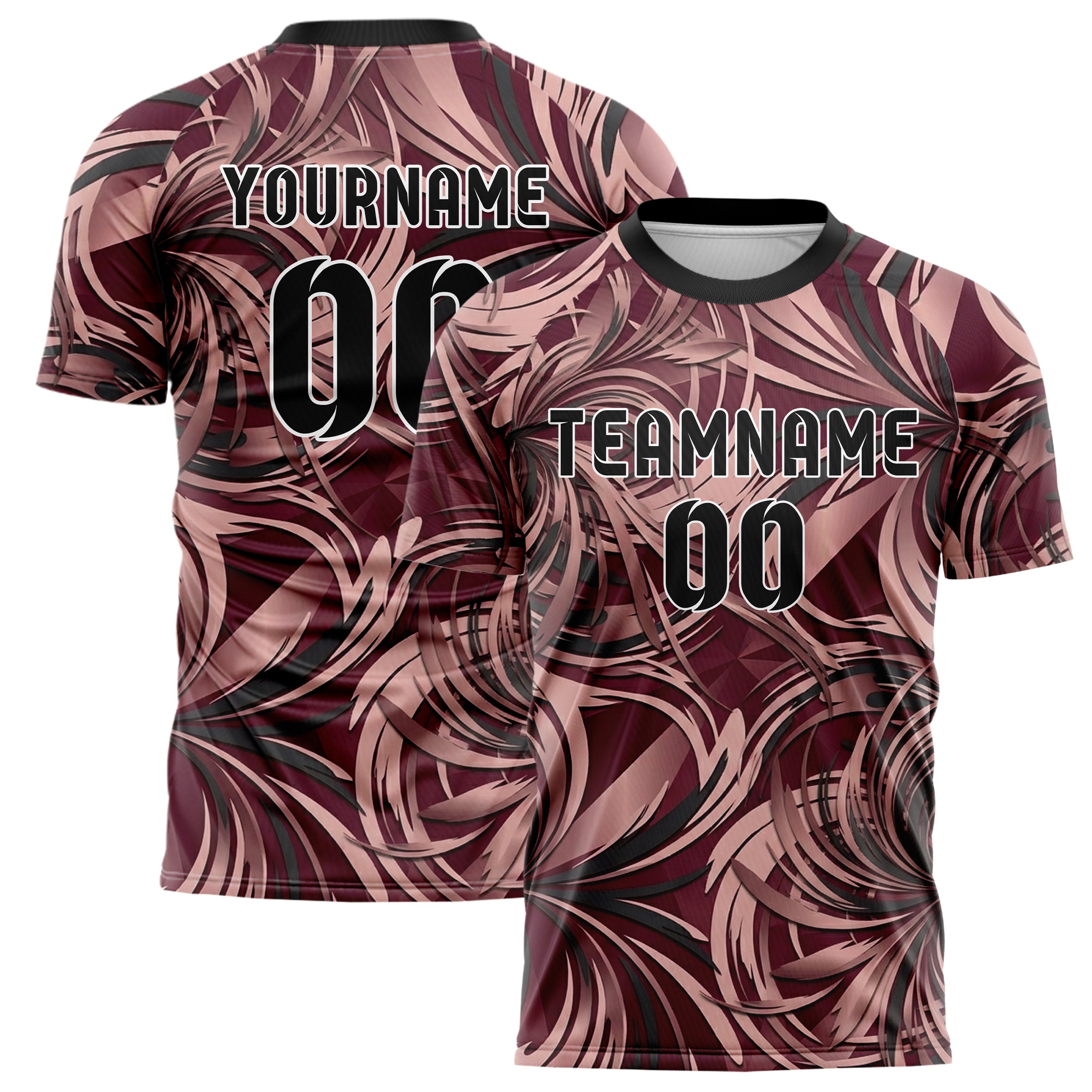 Burgundy Blush Charcoal Tidal Brush Vectors Custom Soccer Jersey