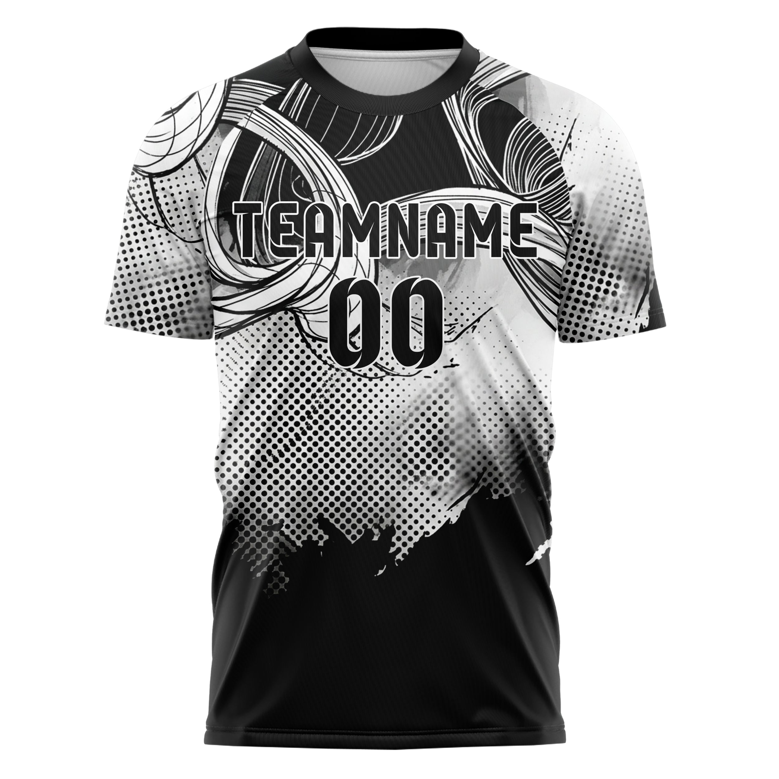 Black White Grey Gallery Line Sculpture Custom Soccer Jersey