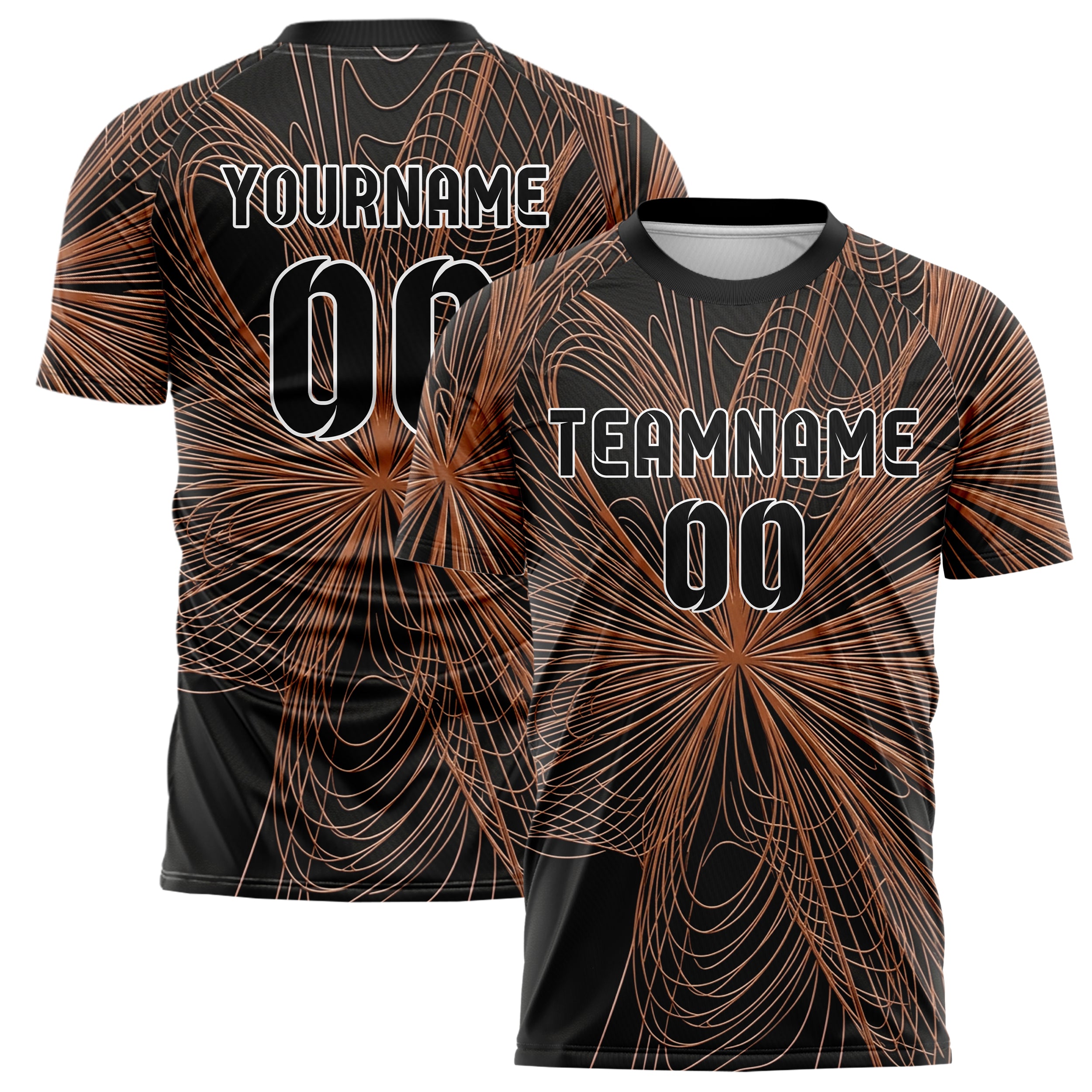 Copper Rose Gold Black Gallery Line Sculpture Custom Soccer Jersey