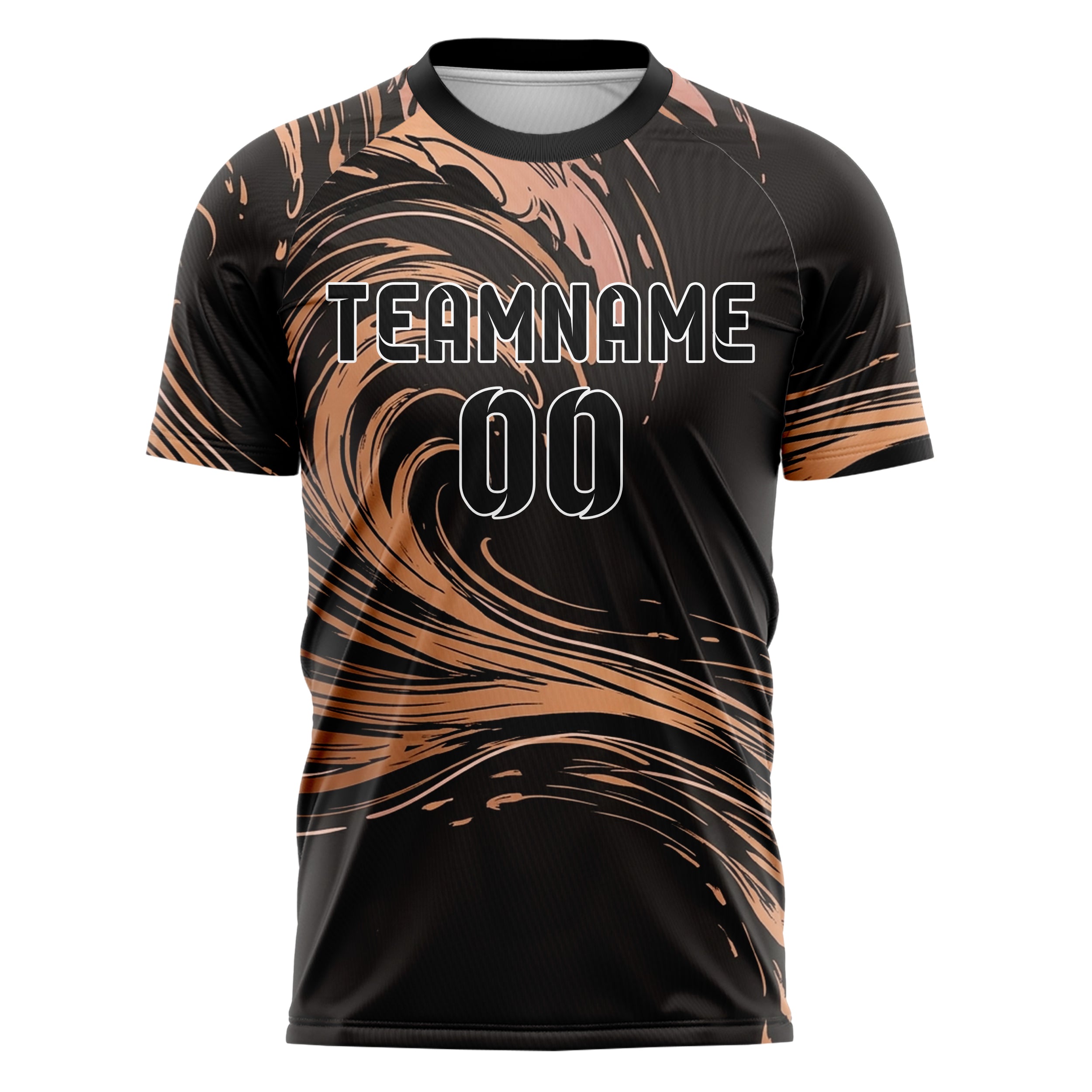 Copper Rose Gold Black Tidal Brush Vectors Custom Soccer Jersey