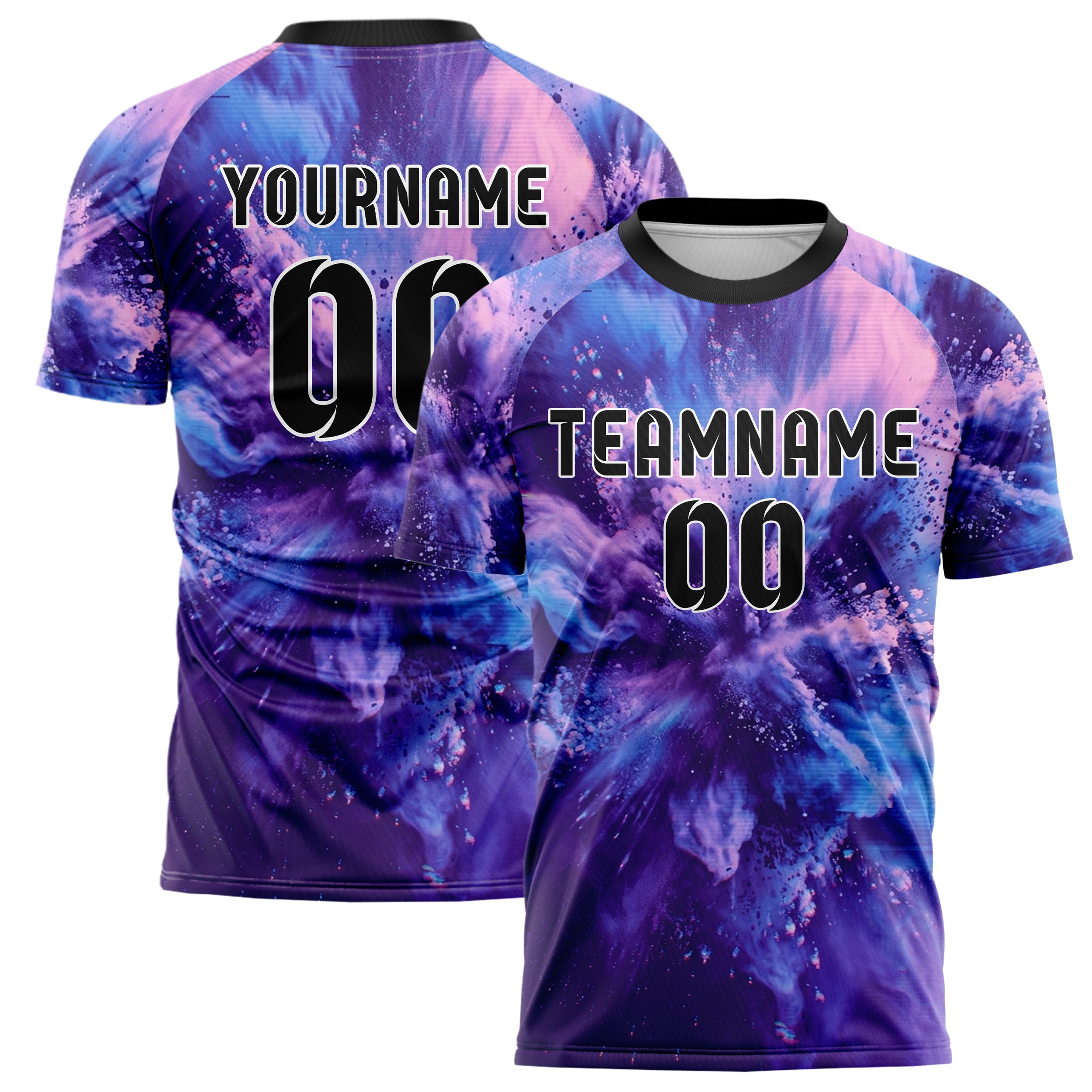Violet Blue Pink Gradient Nebula Pigment Cloud Custom Soccer Jersey