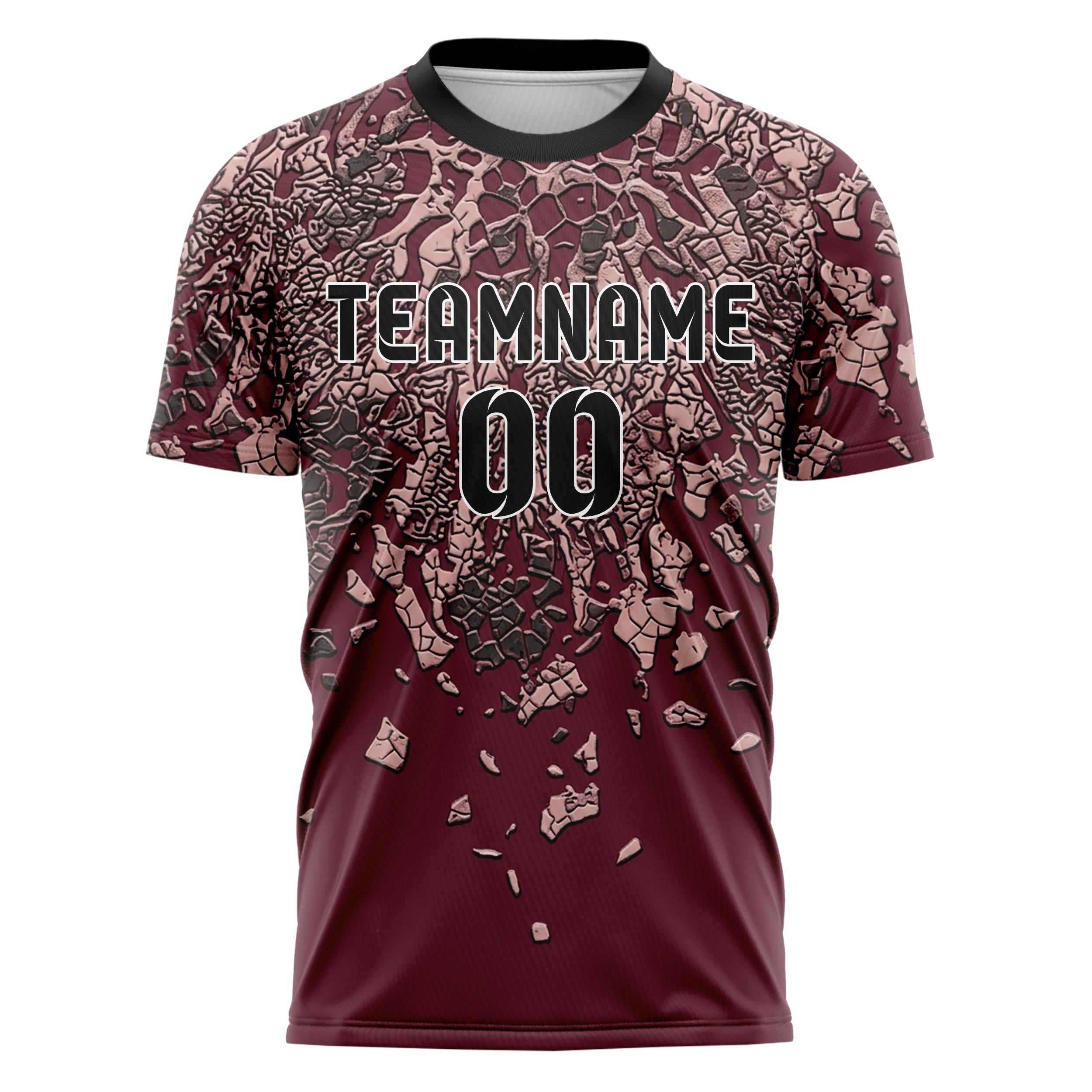 Burgundy Blush Charcoal Ceramic Glaze Crackle Custom Soccer Jersey