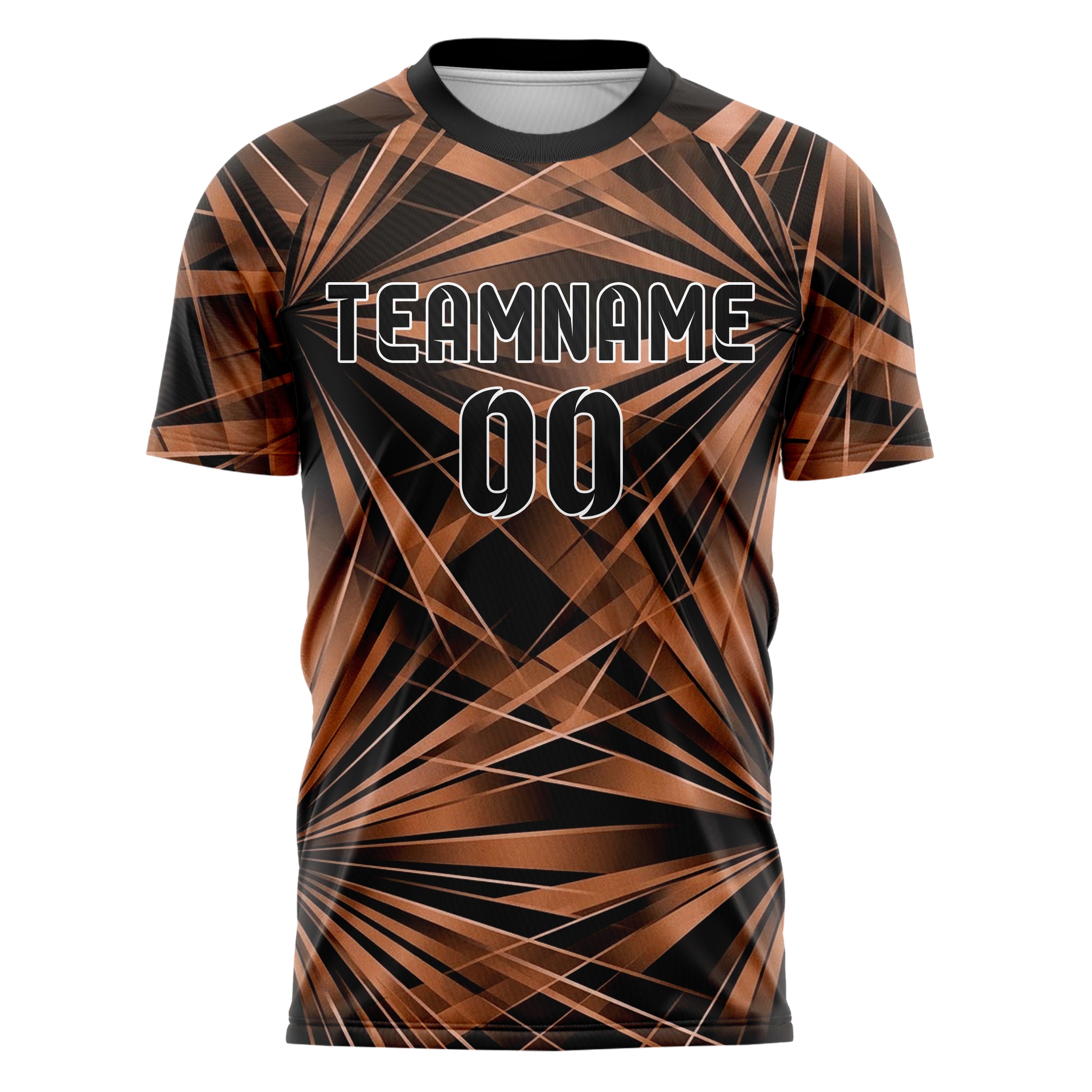 Copper Rose Gold Black Prismatic Light Field Custom Soccer Jersey