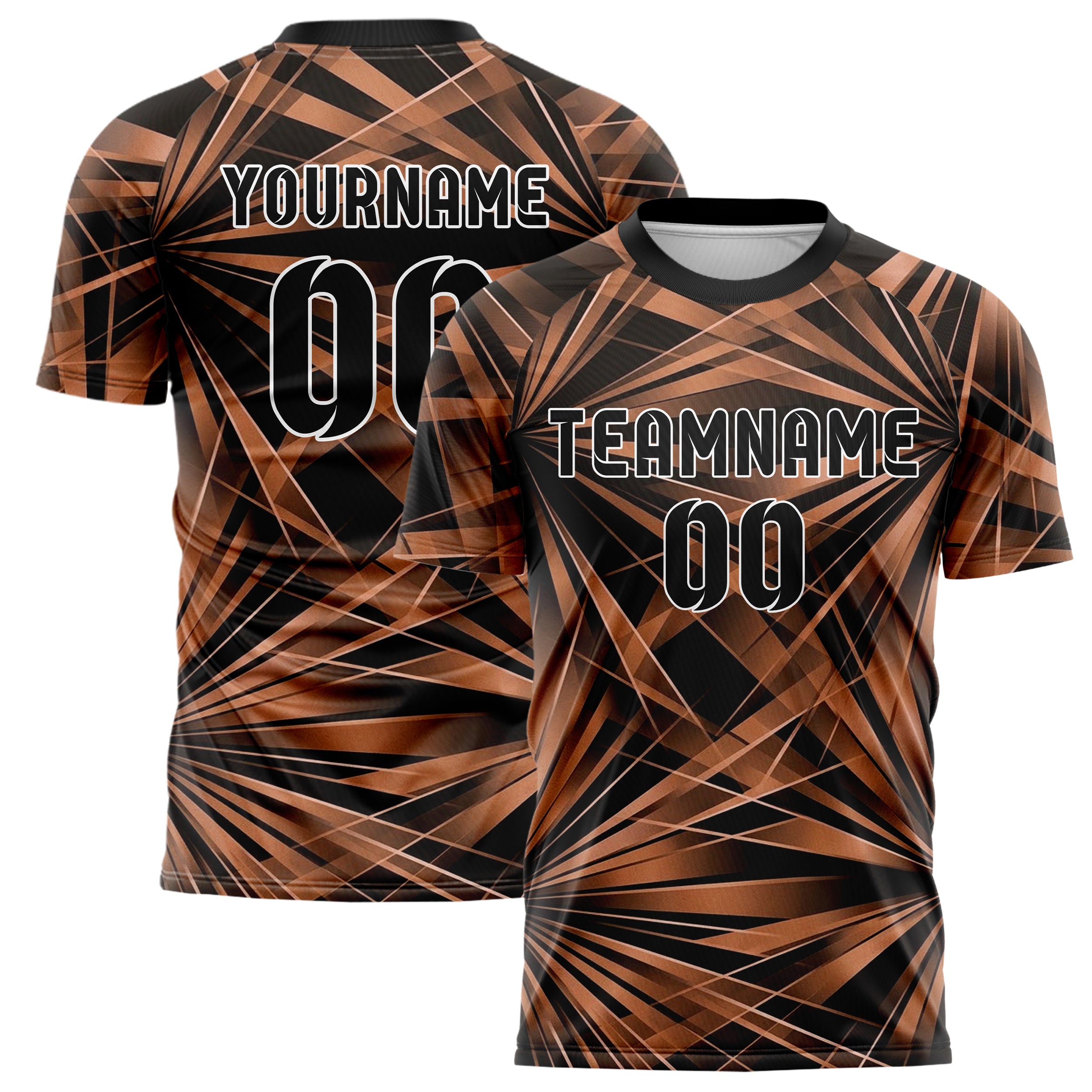 Copper Rose Gold Black Prismatic Light Field Custom Soccer Jersey