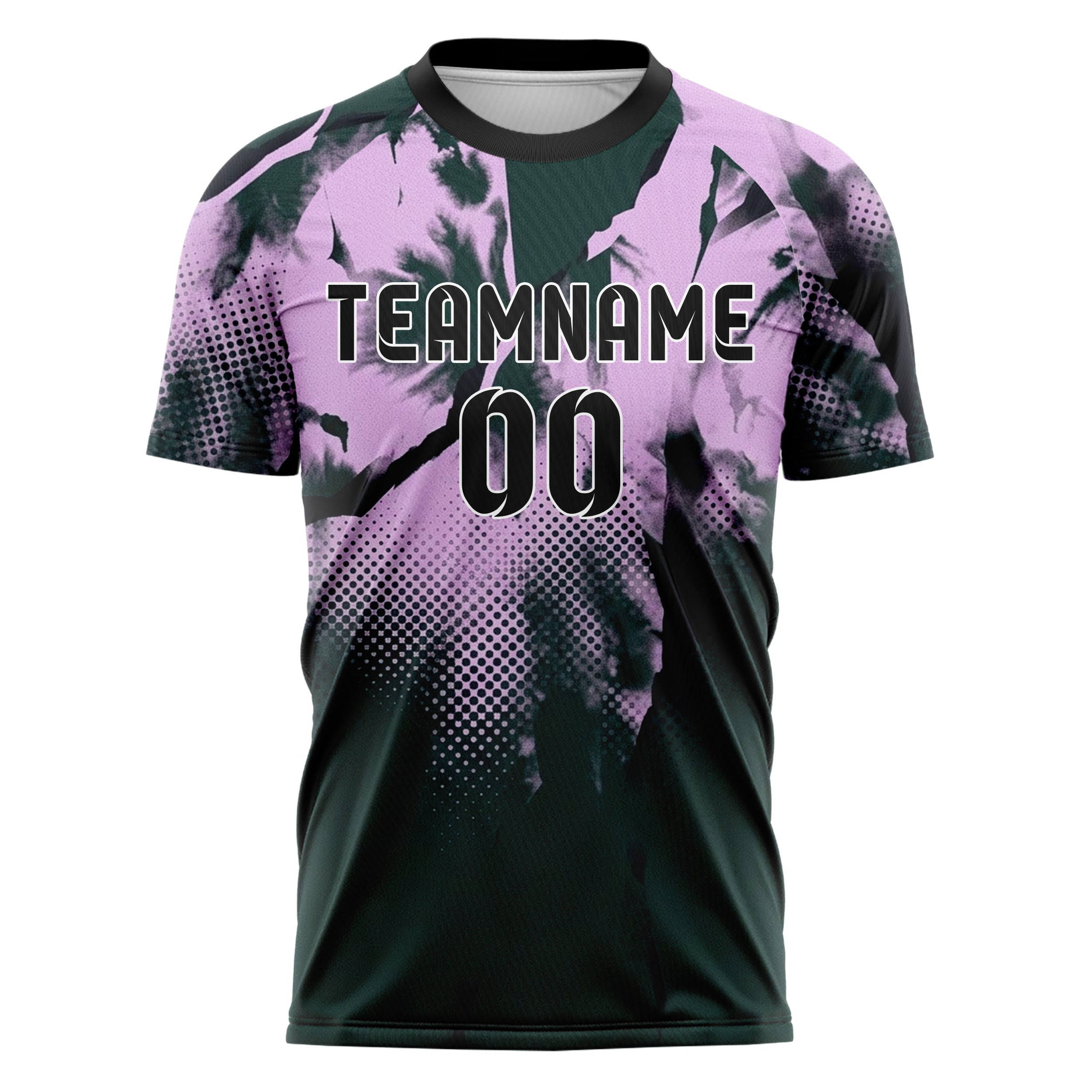 Emerald Lilac Black Ink Wash Fracture Custom Soccer Jersey