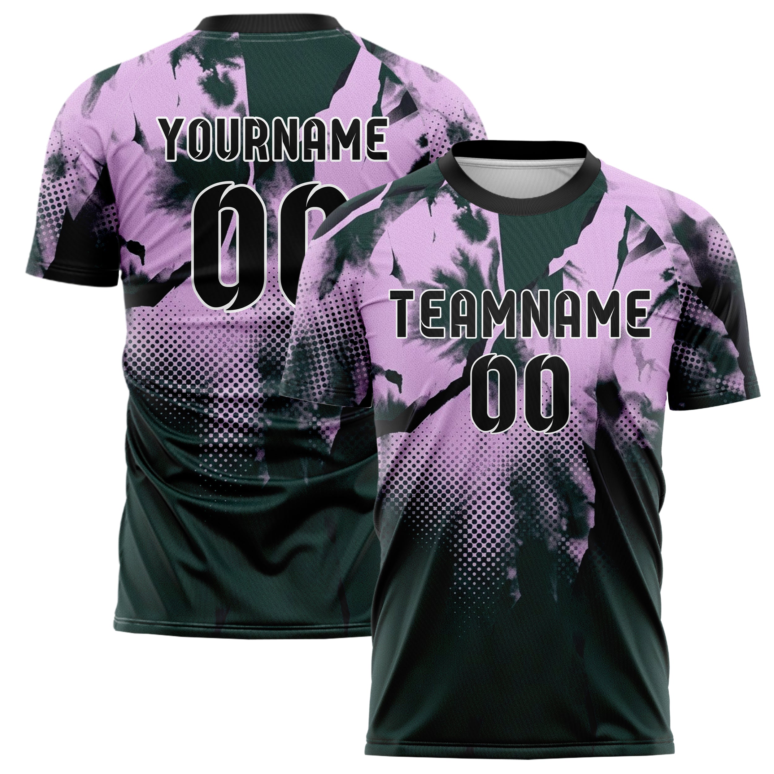 Emerald Lilac Black Ink Wash Fracture Custom Soccer Jersey