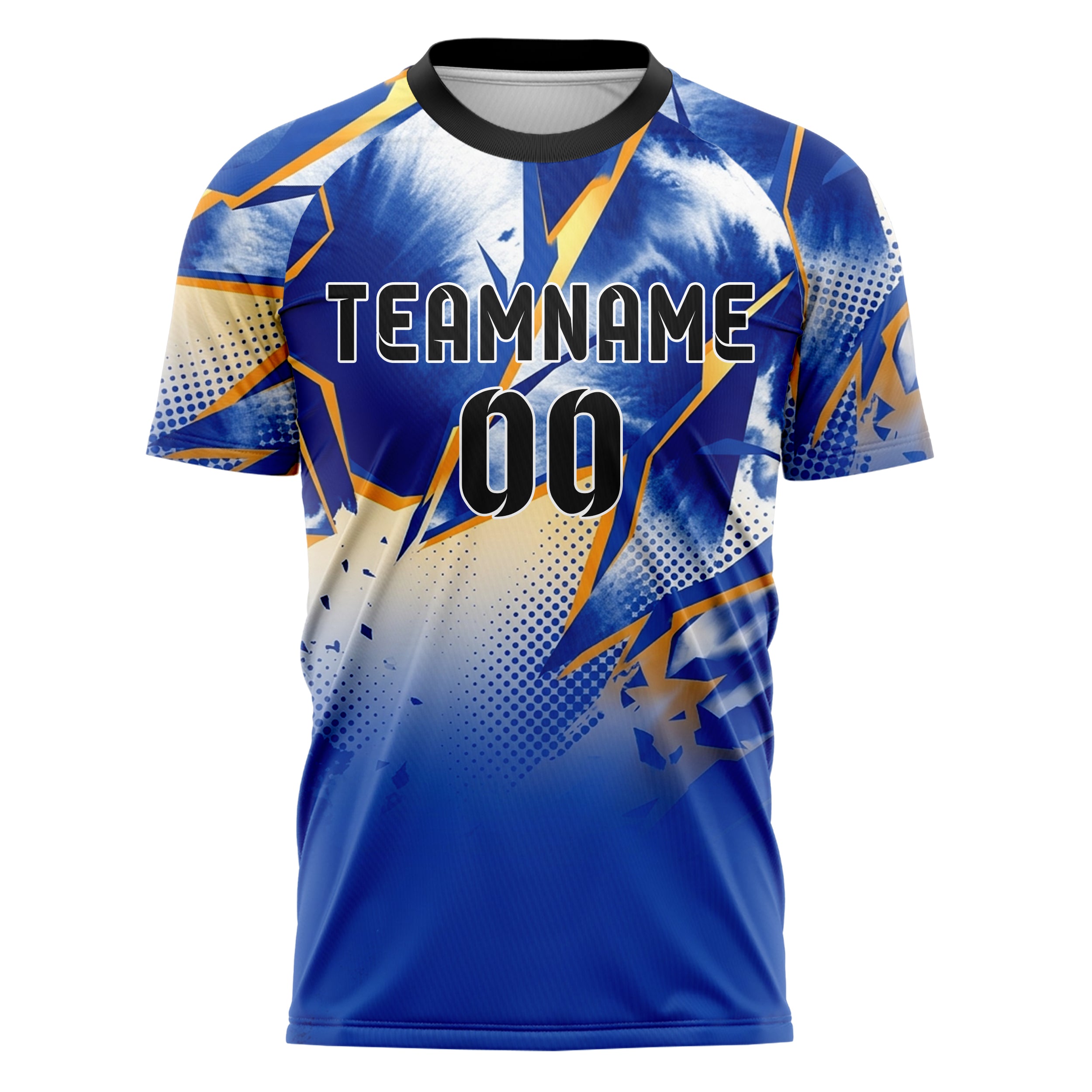 White Cobalt Amber Ink Wash Fracture Custom Soccer Jersey