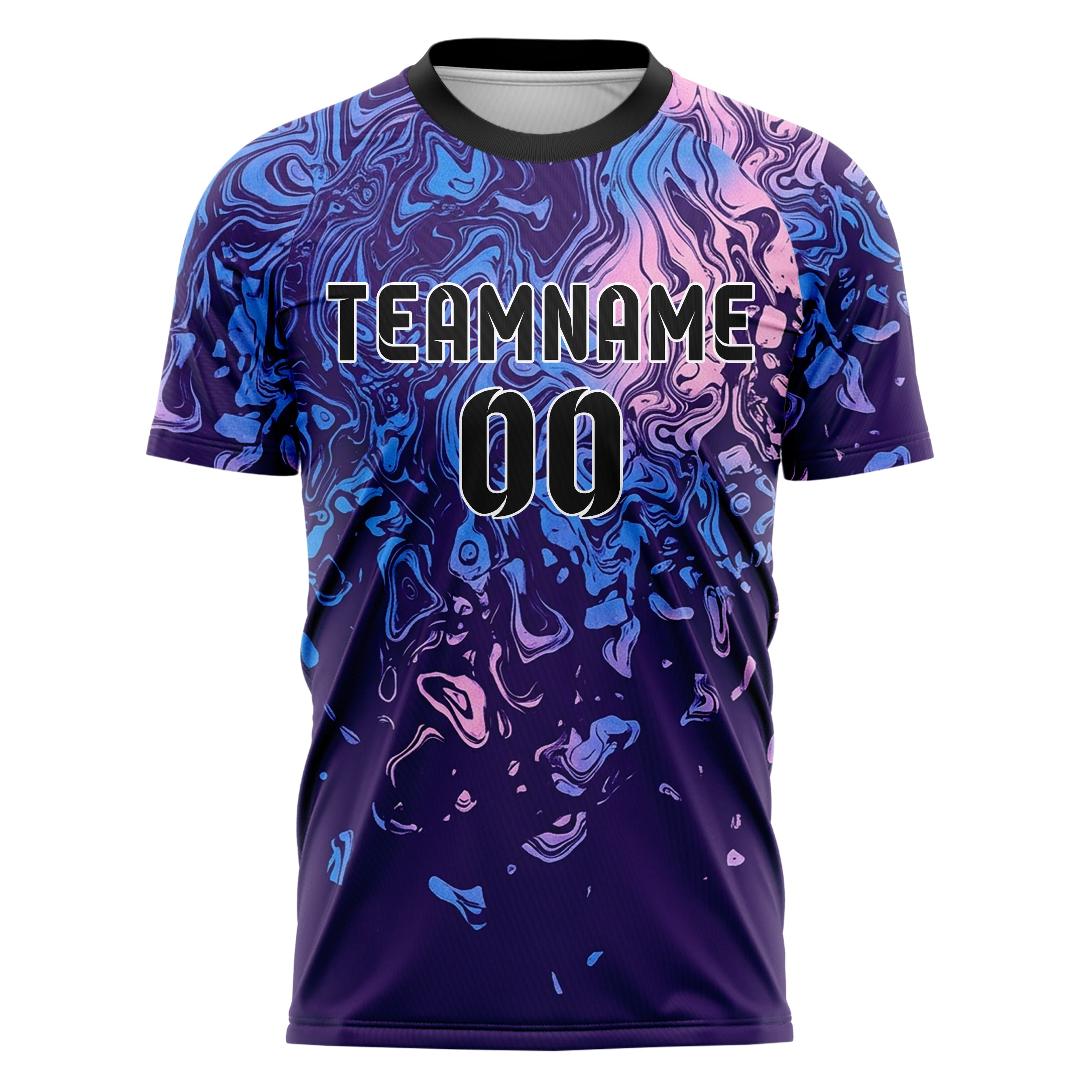 Violet Blue Pink Gradient Marbled Fluid Contour Custom Soccer Jersey