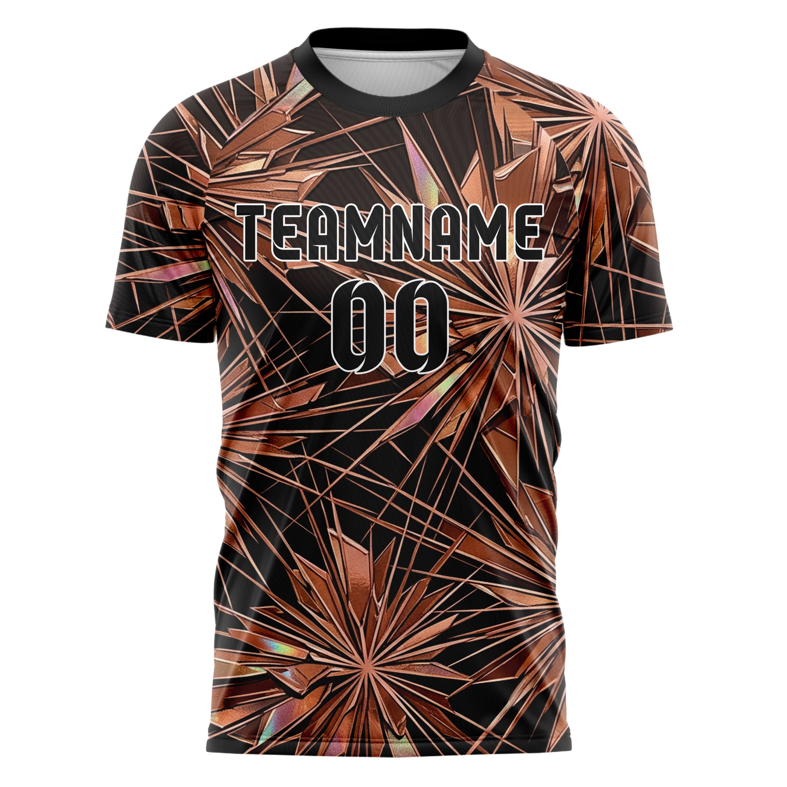 Copper Rose Gold Black Oil Impasto Shards Custom Soccer Jersey