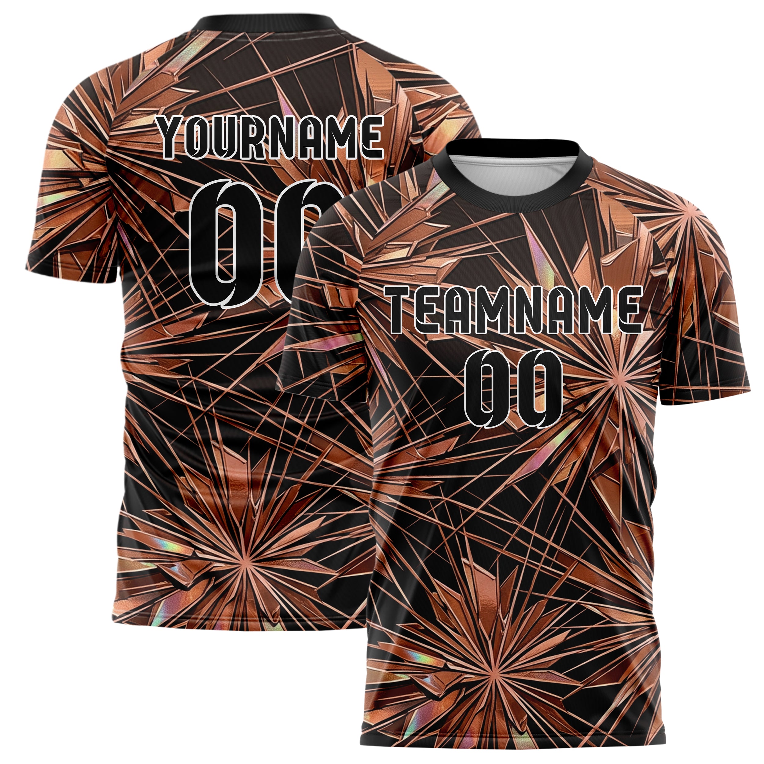 Copper Rose Gold Black Oil Impasto Shards Custom Soccer Jersey