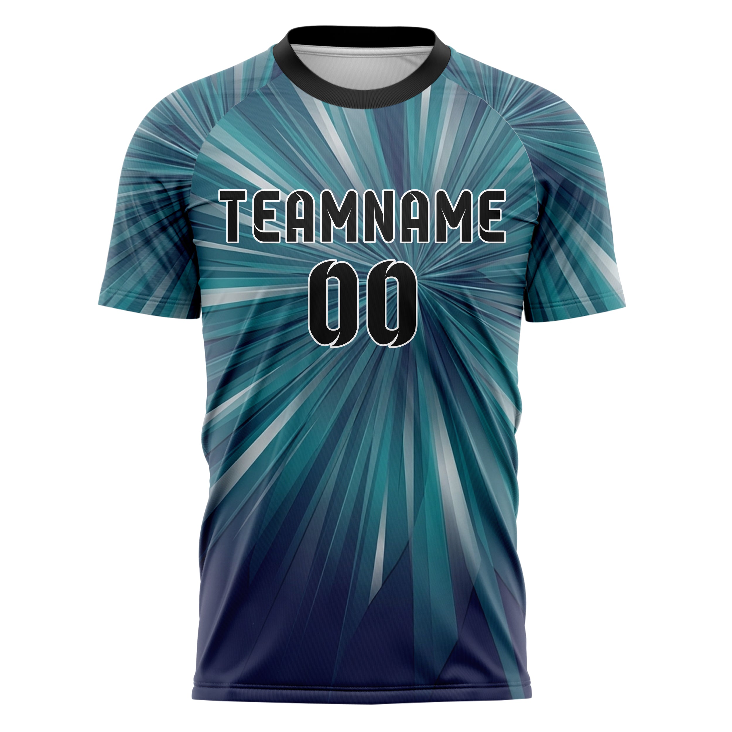 Teal Indigo Silver Prismatic Light Field Custom Soccer Jersey