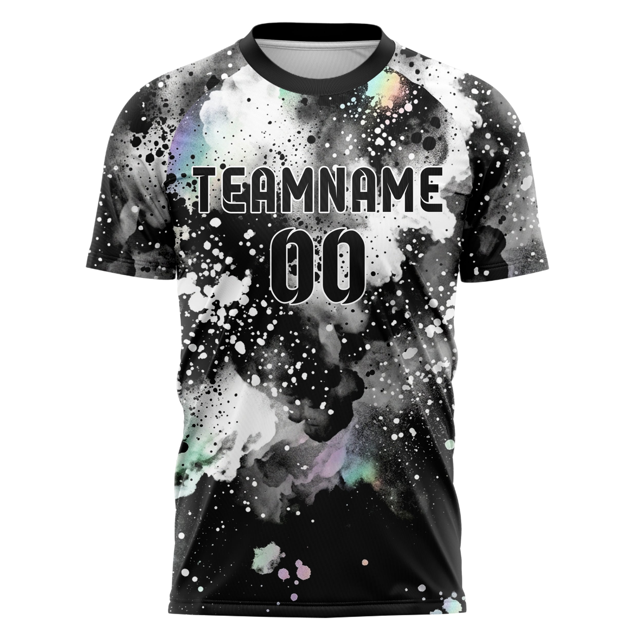 Black White Grey Nebula Pigment Cloud Custom Soccer Jersey