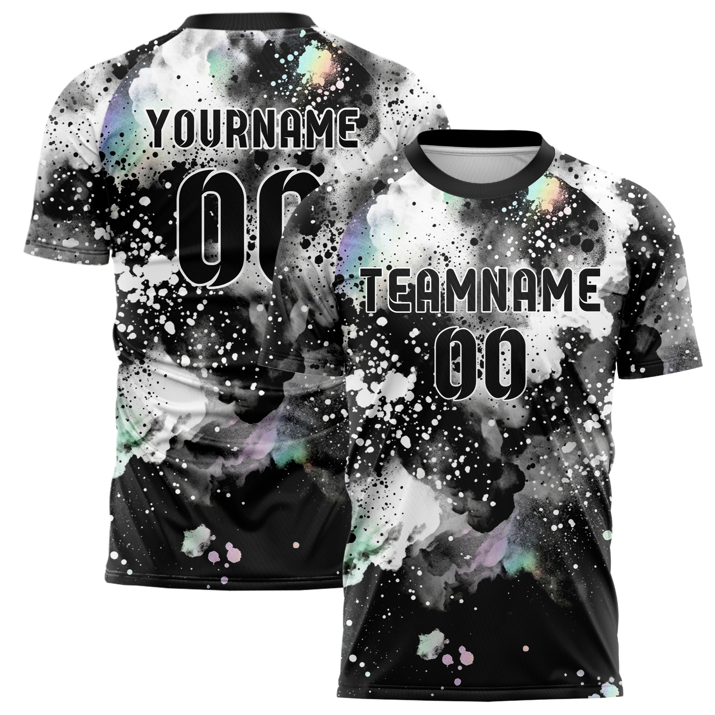 Black White Grey Nebula Pigment Cloud Custom Soccer Jersey