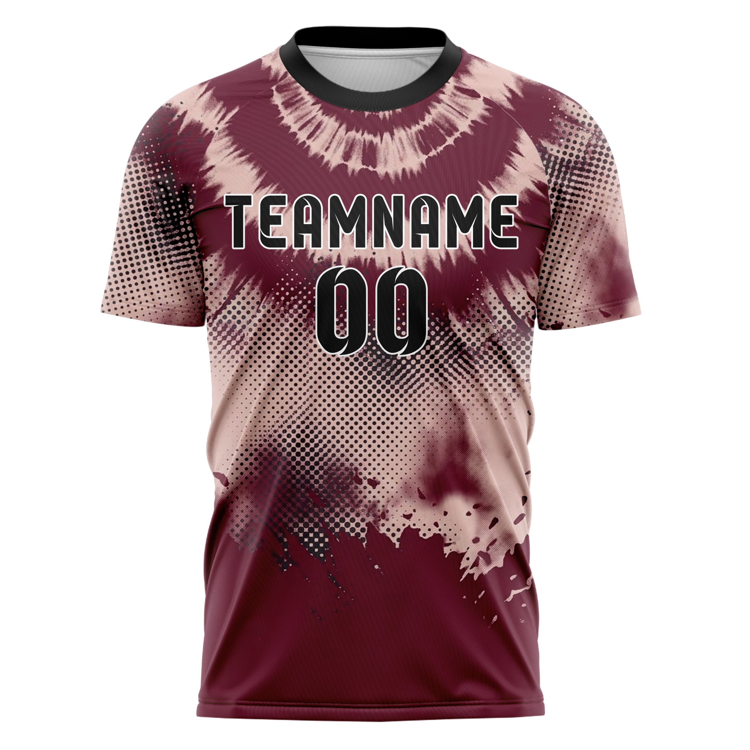 Burgundy Blush Charcoal Tiedye Interference Rings Custom Soccer Jersey