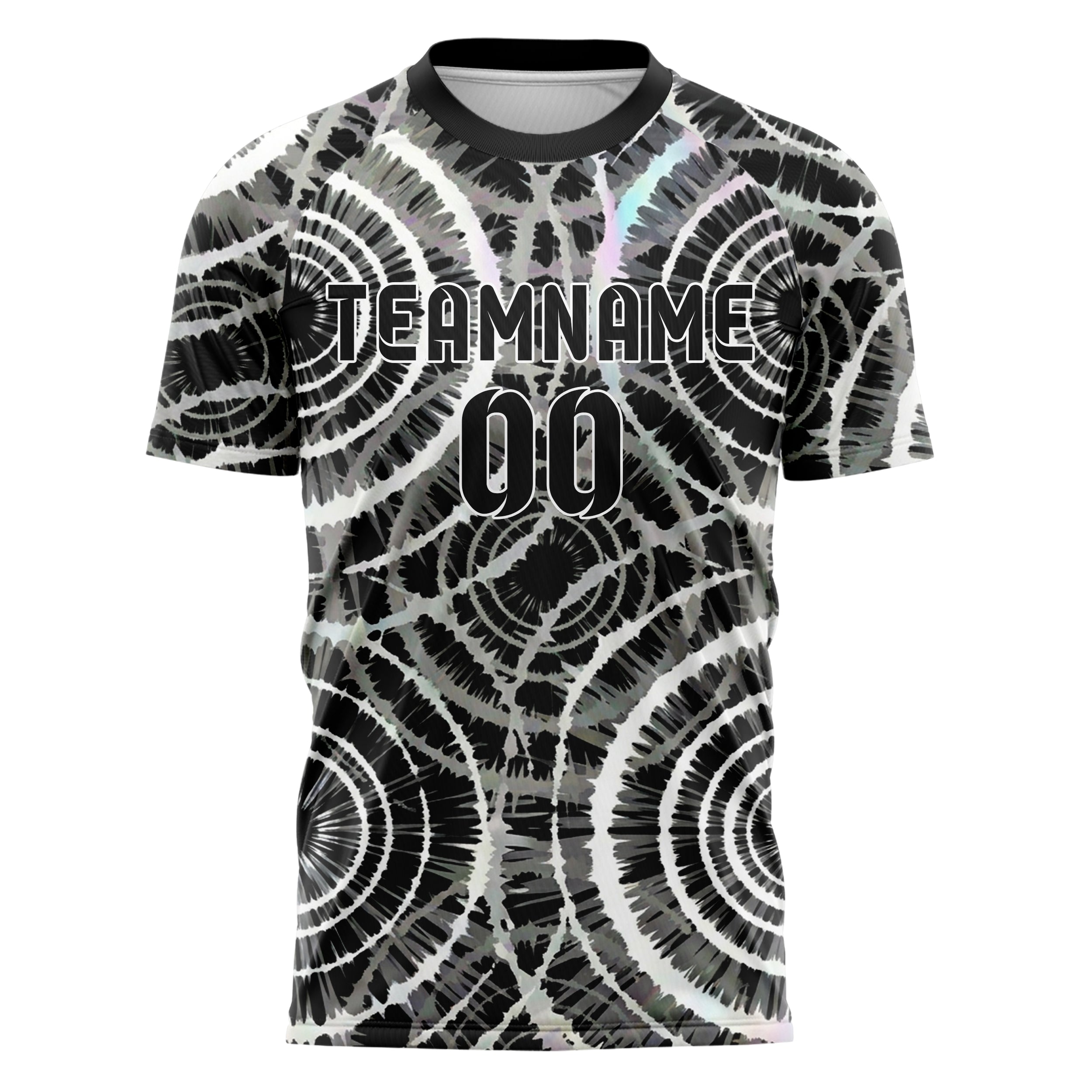 Black White Grey Tiedye Interference Rings Custom Soccer Jersey