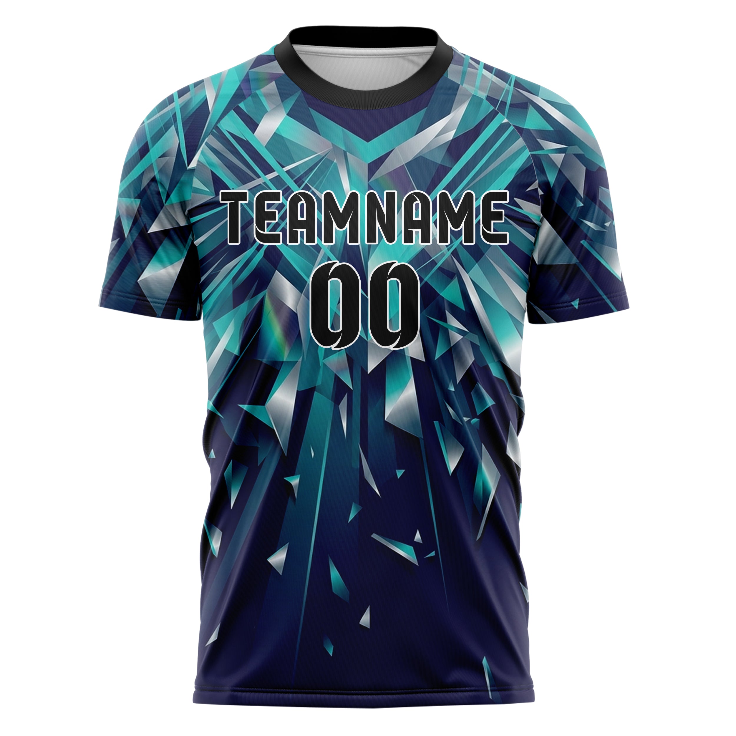 Teal Indigo Silver Prismatic Light Field Custom Soccer Jersey