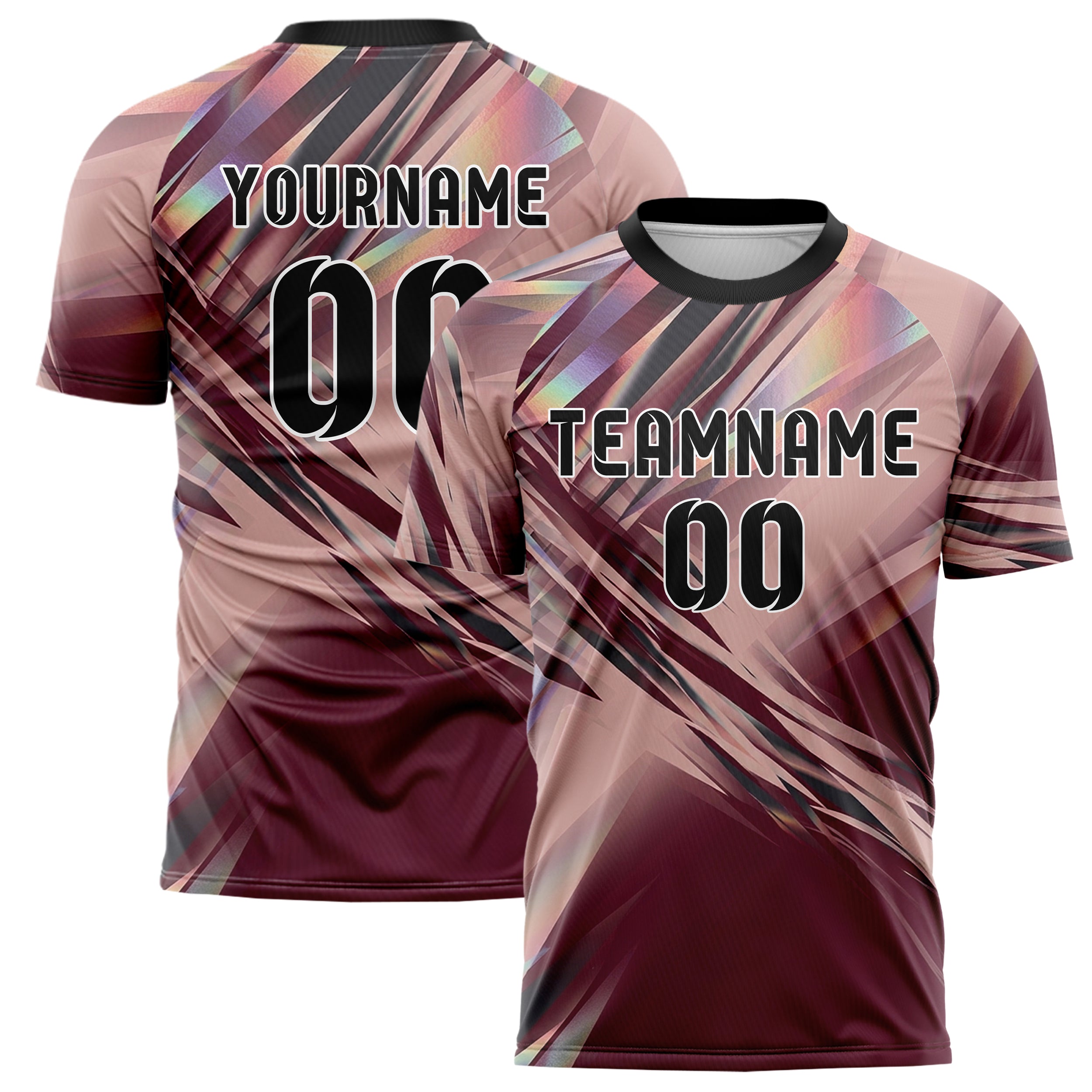 Burgundy Blush Charcoal Prismatic Light Field Custom Soccer Jersey