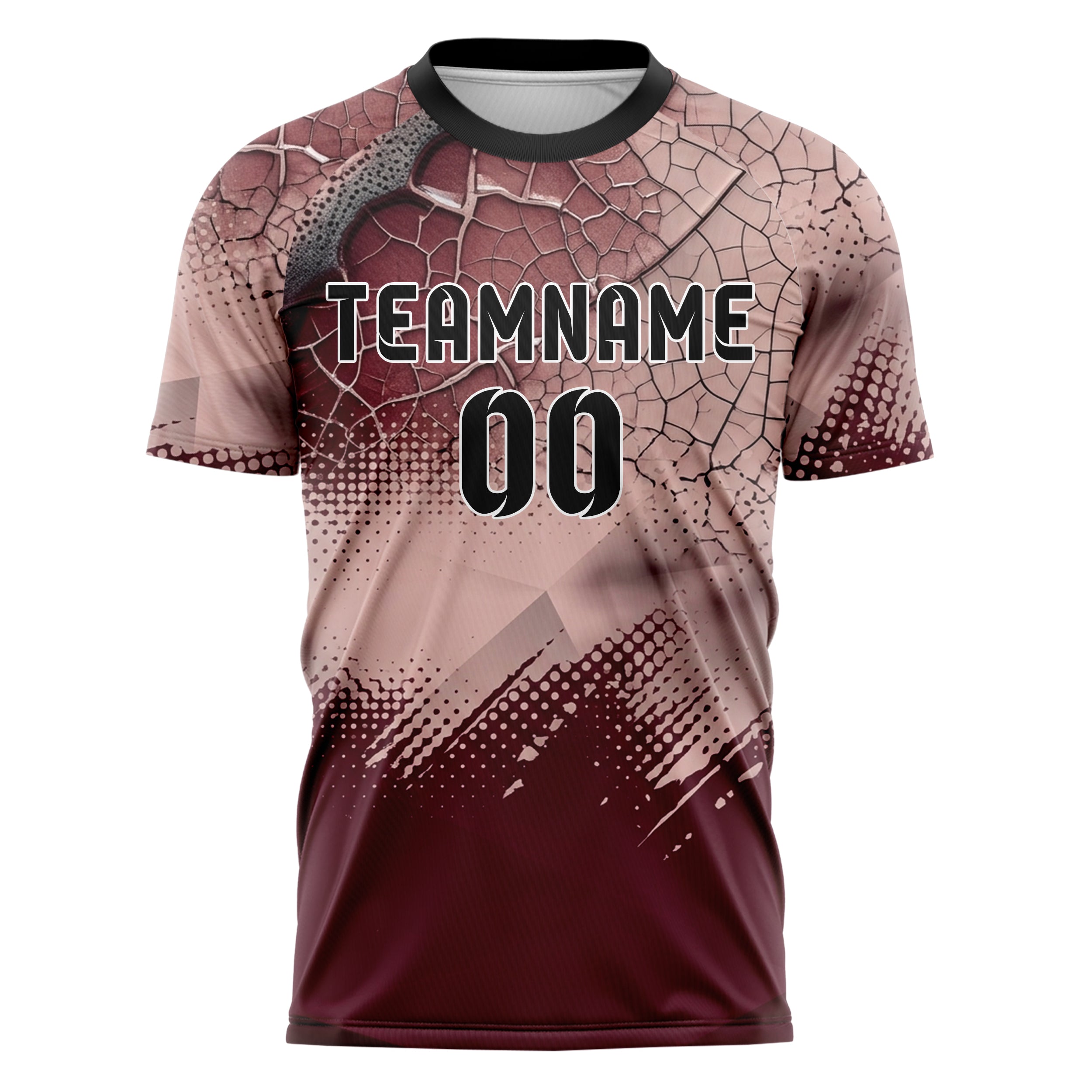 Burgundy Blush Charcoal Ceramic Glaze Crackle Custom Soccer Jersey