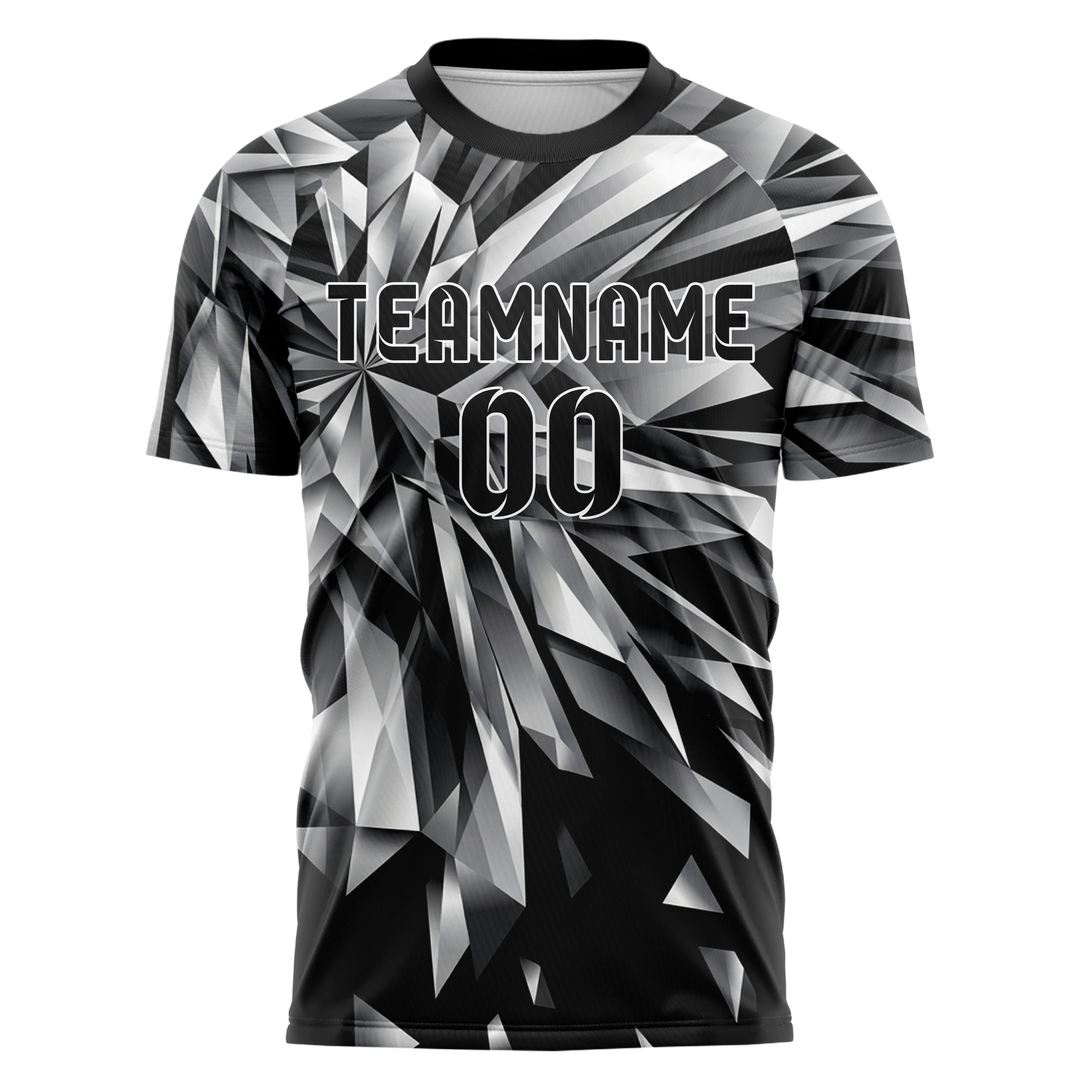 Black White Grey Prismatic Light Field Custom Soccer Jersey