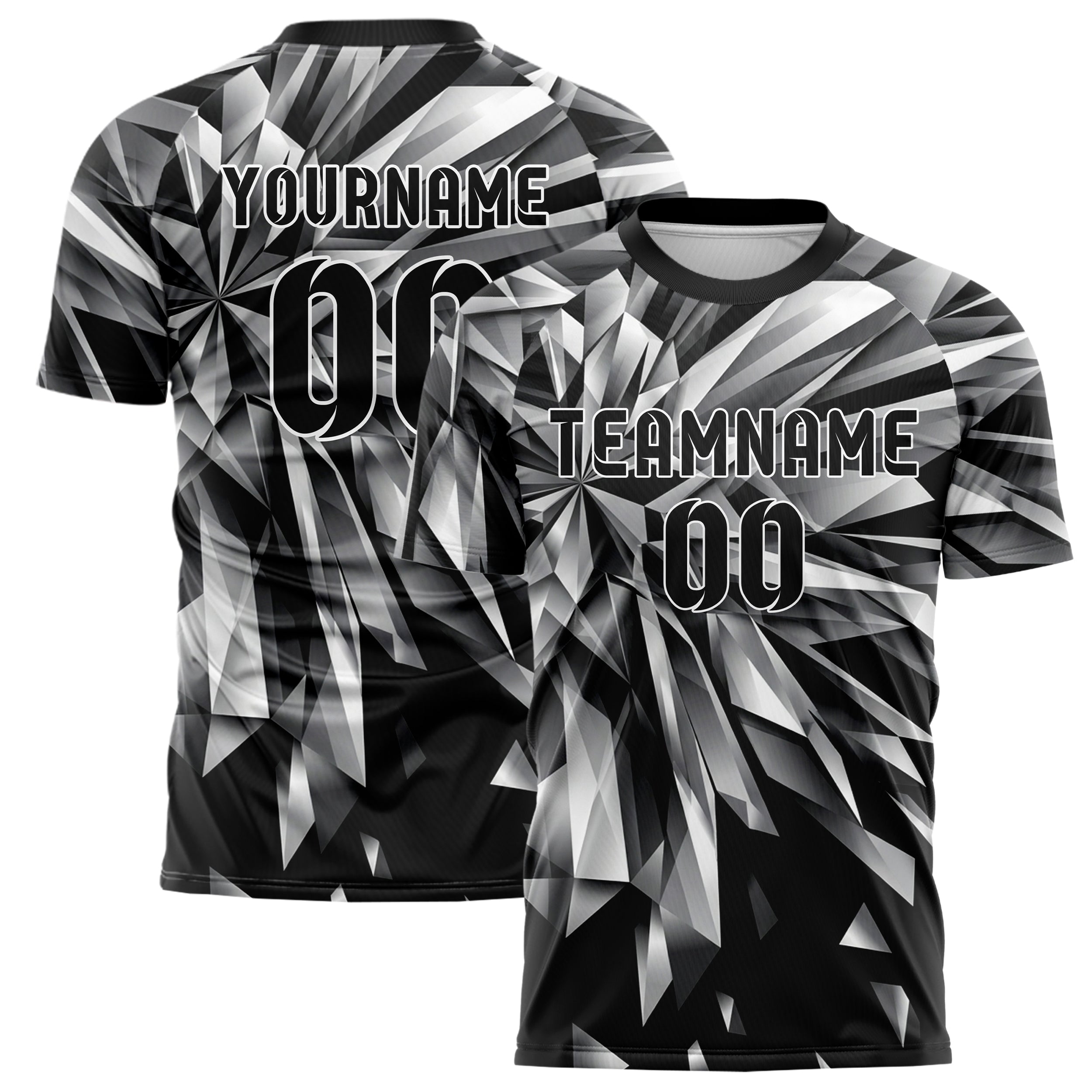 Black White Grey Prismatic Light Field Custom Soccer Jersey