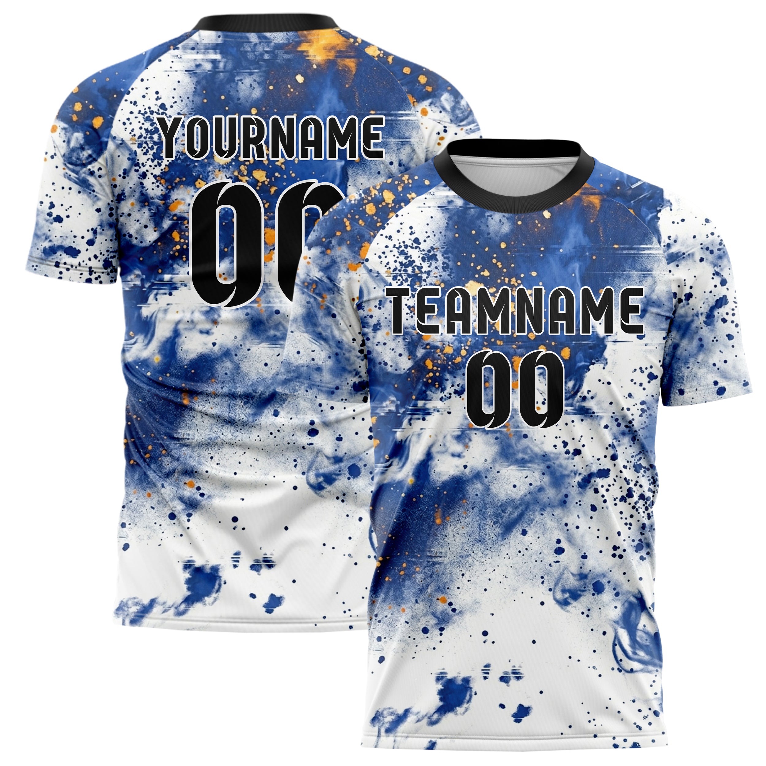 White Cobalt Amber Nebula Pigment Cloud Custom Soccer Jersey