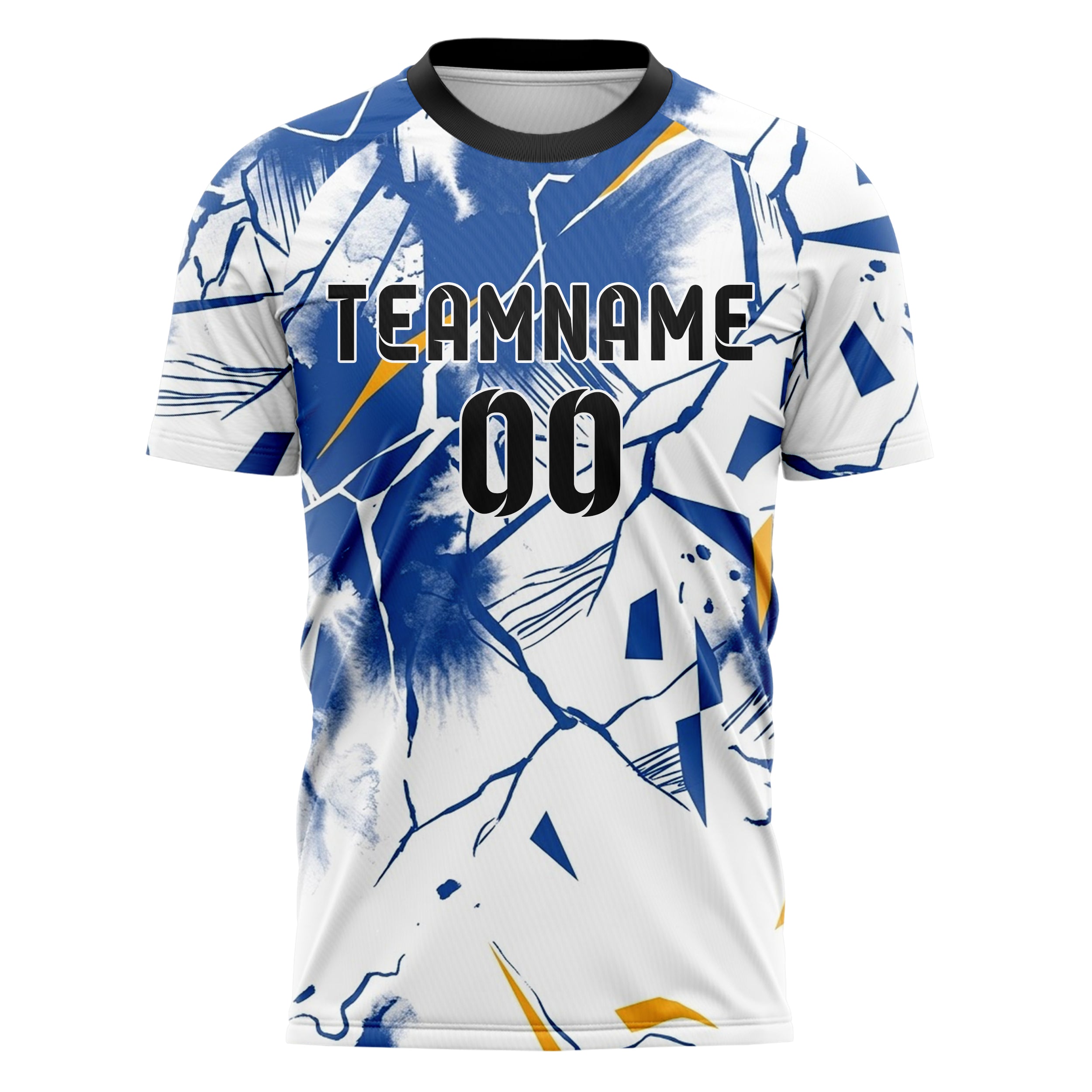 White Cobalt Amber Ink Wash Fracture Custom Soccer Jersey