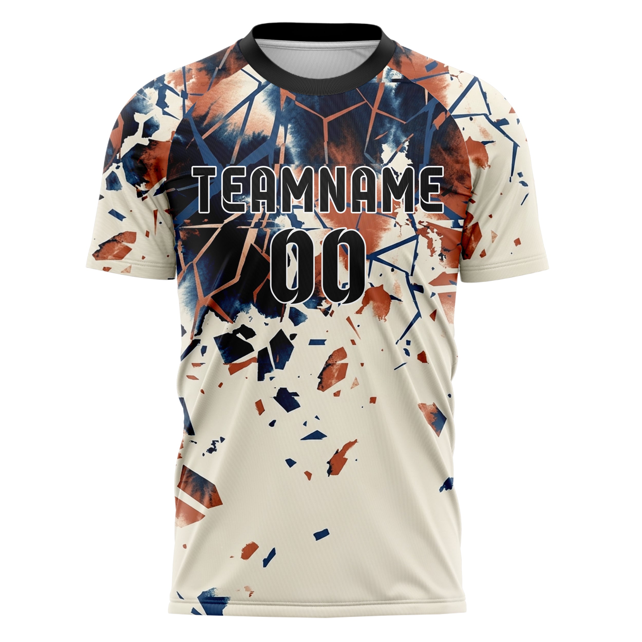 Cream Ink Blue Terracotta Ink Wash Fracture Custom Soccer Jersey