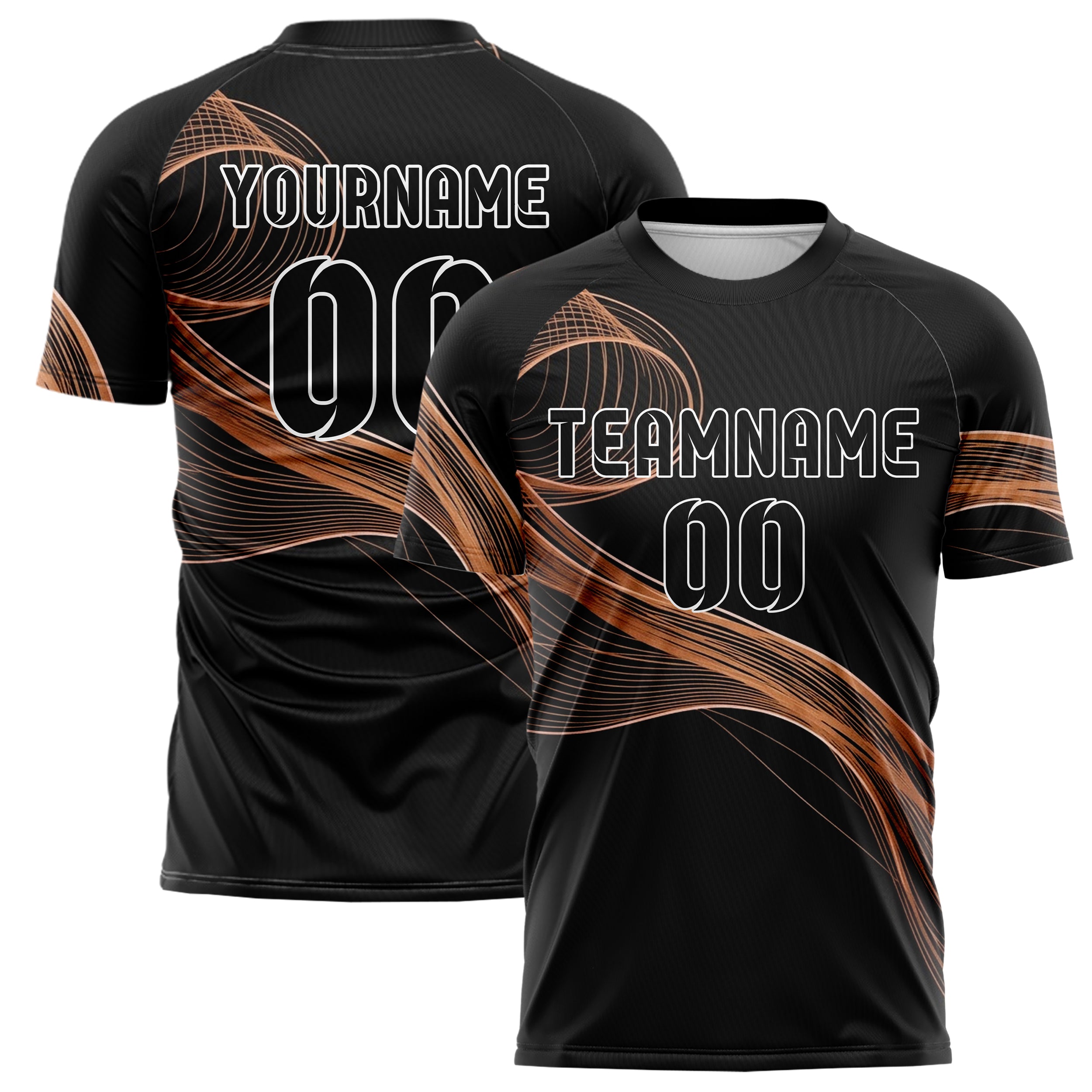 Copper Rose Gold Black Gallery Line Sculpture Custom Soccer Jersey