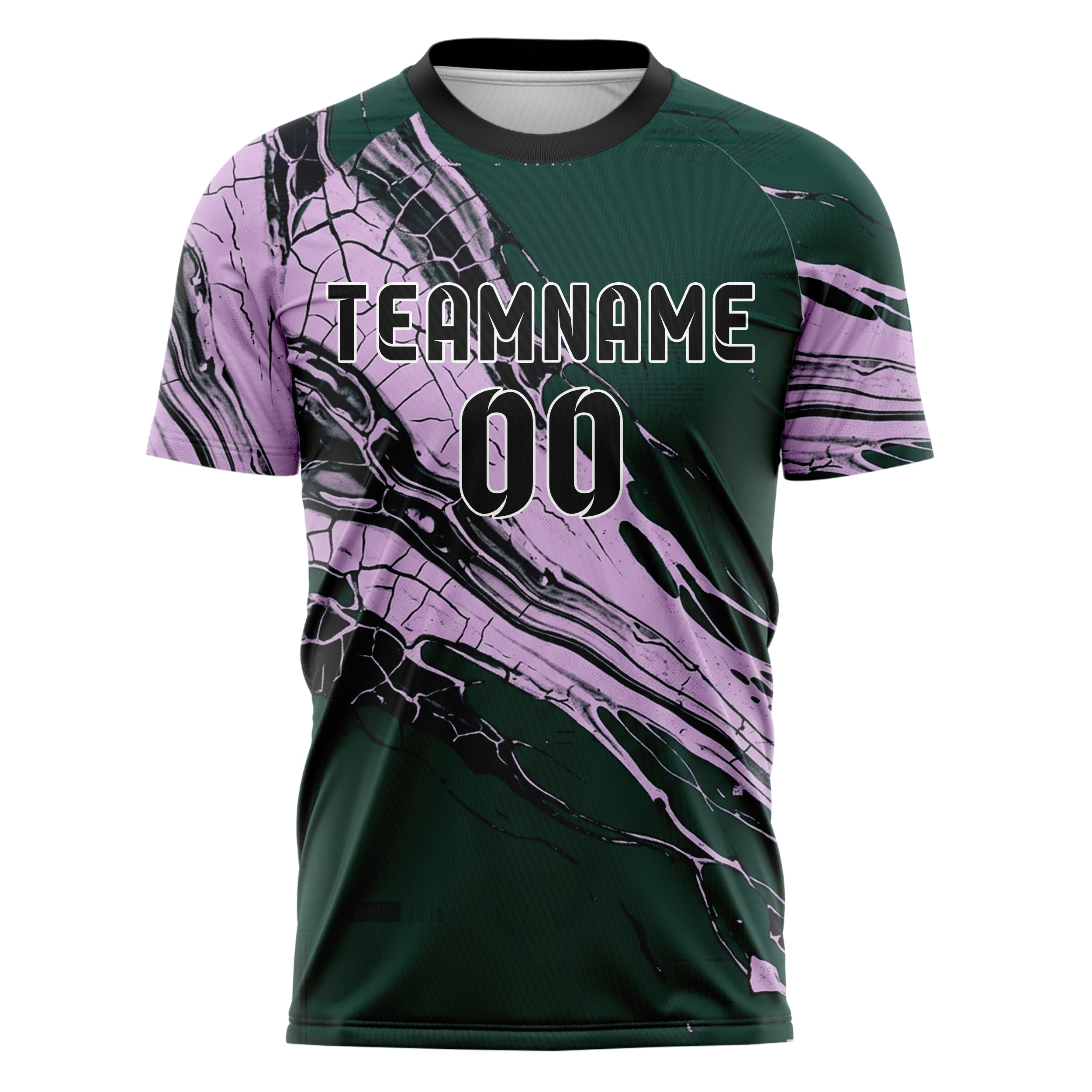 Emerald Lilac Black Ceramic Glaze Crackle Custom Soccer Jersey