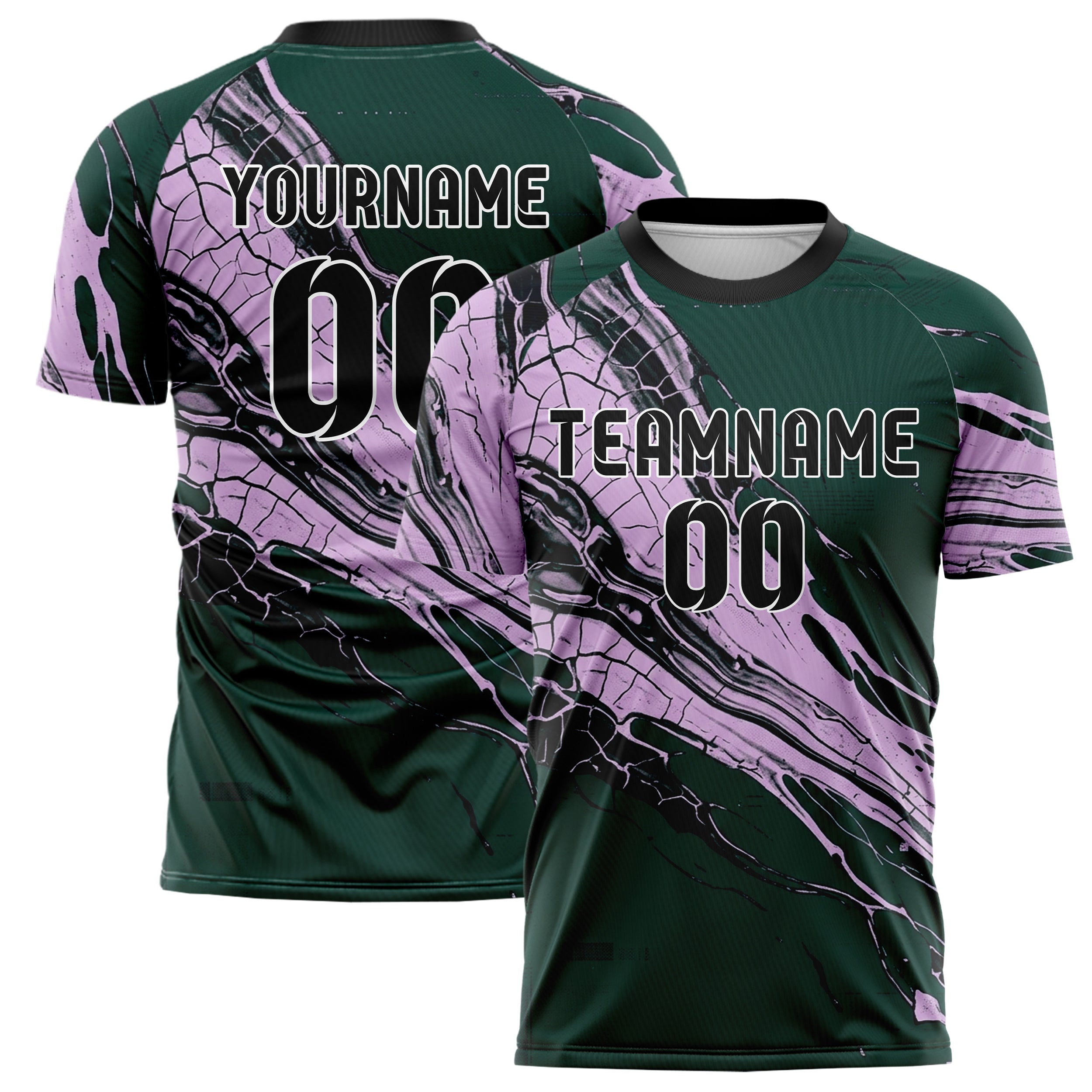 Emerald Lilac Black Ceramic Glaze Crackle Custom Soccer Jersey