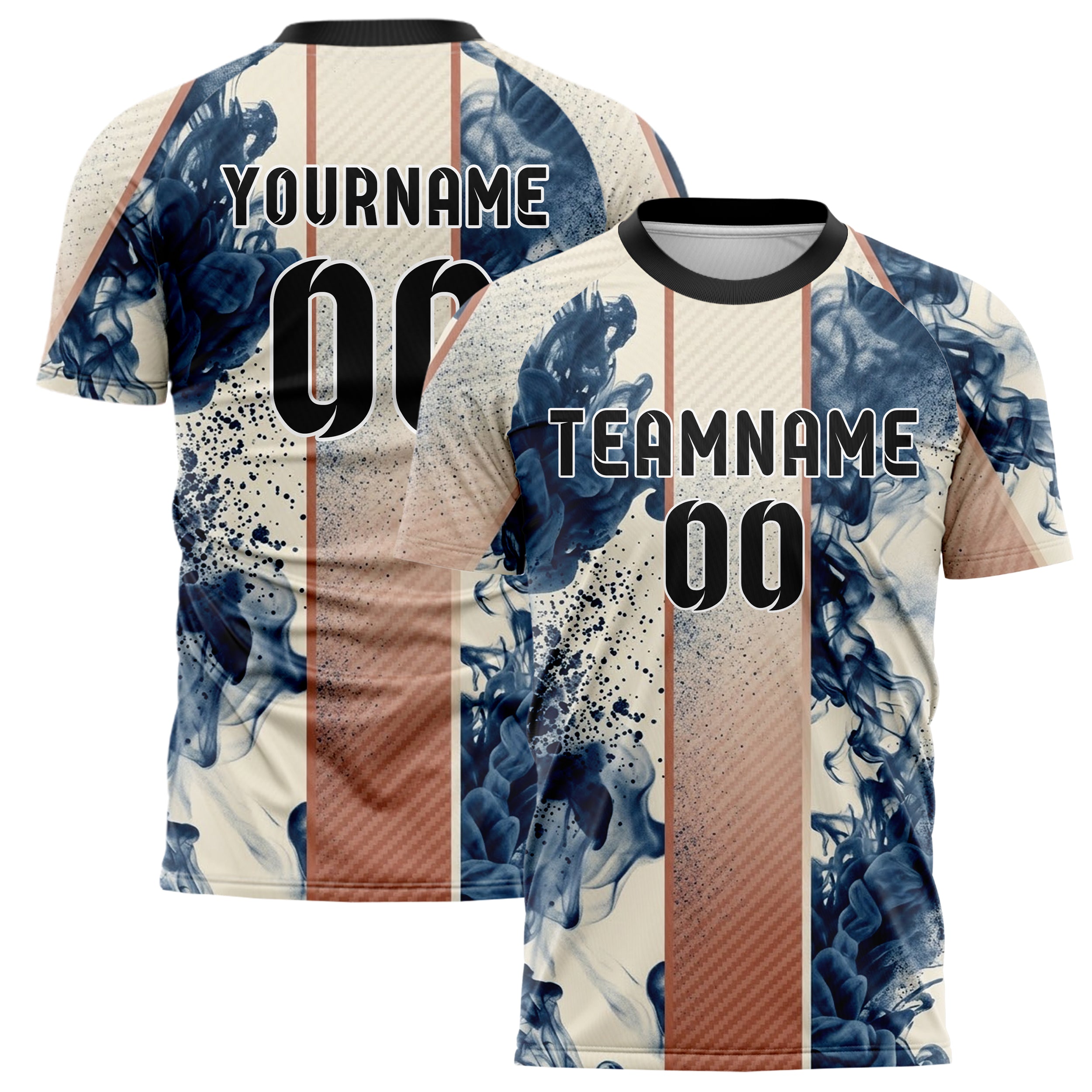 Cream Ink Blue Terracotta Nebula Pigment Cloud Custom Soccer Jersey